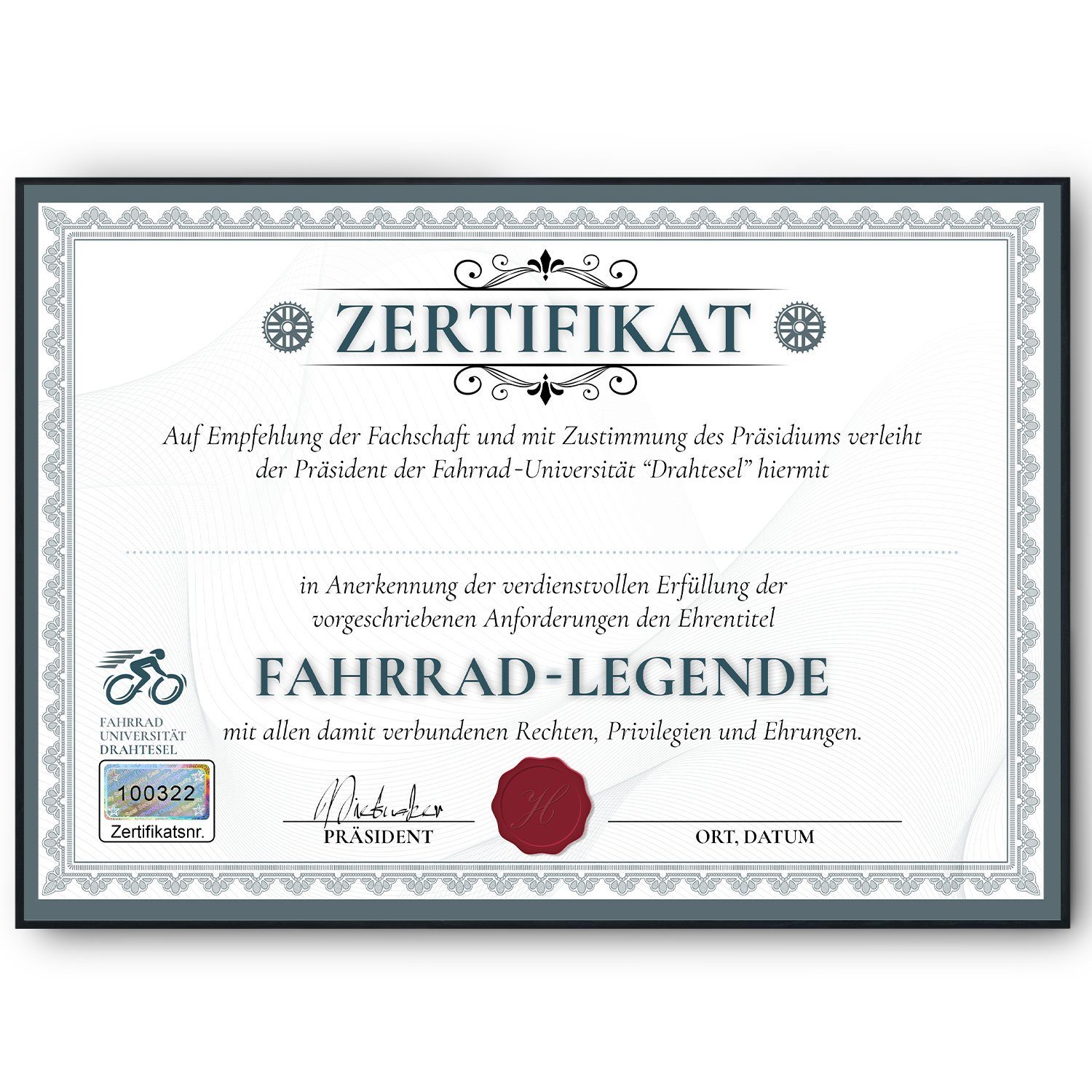 Tigerlino Poster Fahrrad Geschenk Geburtstag Fahrradfahrer Urkunde lustig Radfahrer