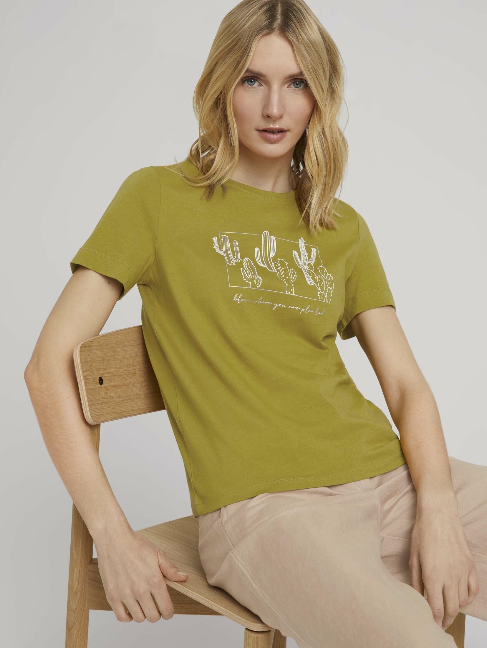 Print TAILOR green T-Shirt gecko mit Bio-Baumwolle TOM T-Shirt