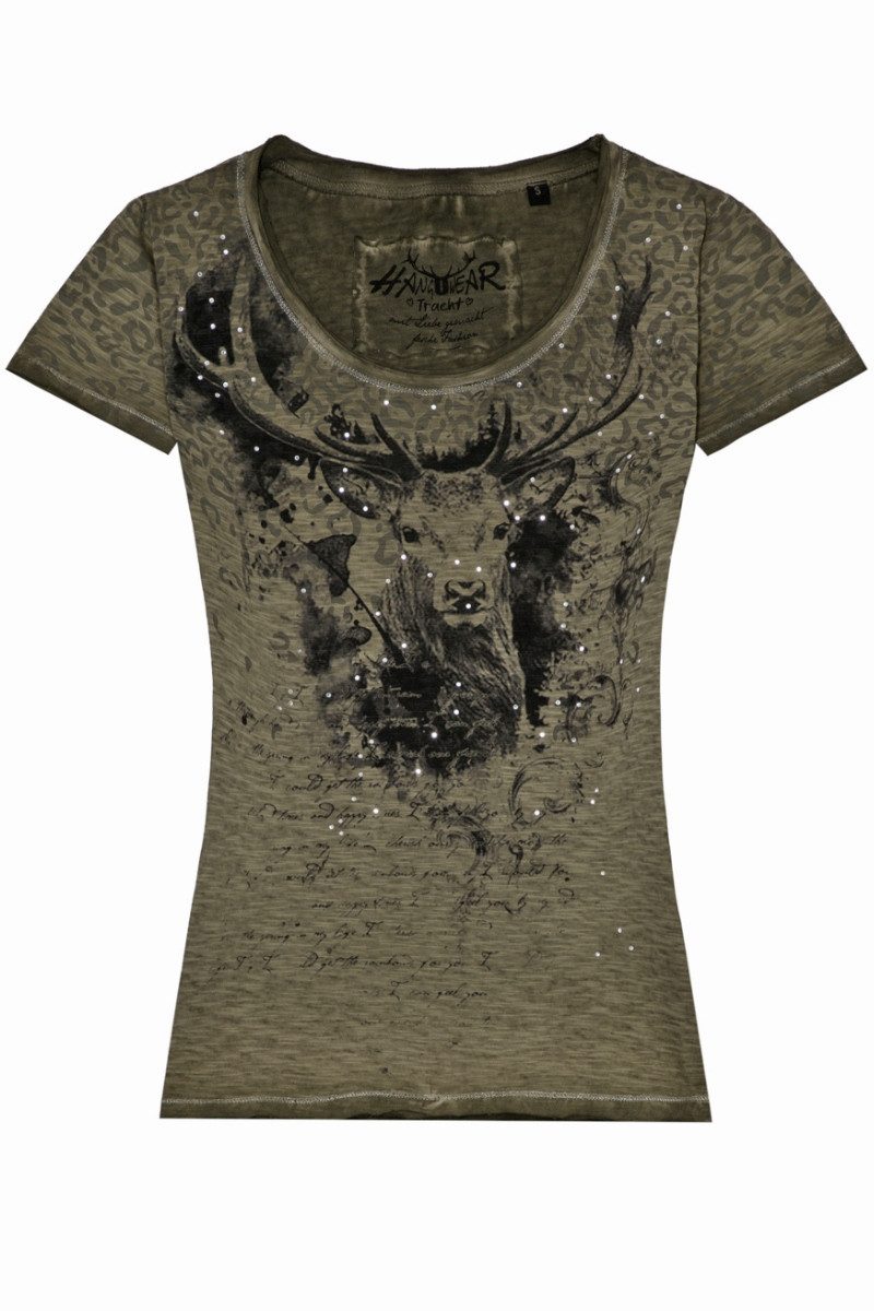 Hangowear Trachtenshirt Trachtenshirt Damen - GISMARA - dunkelgrün