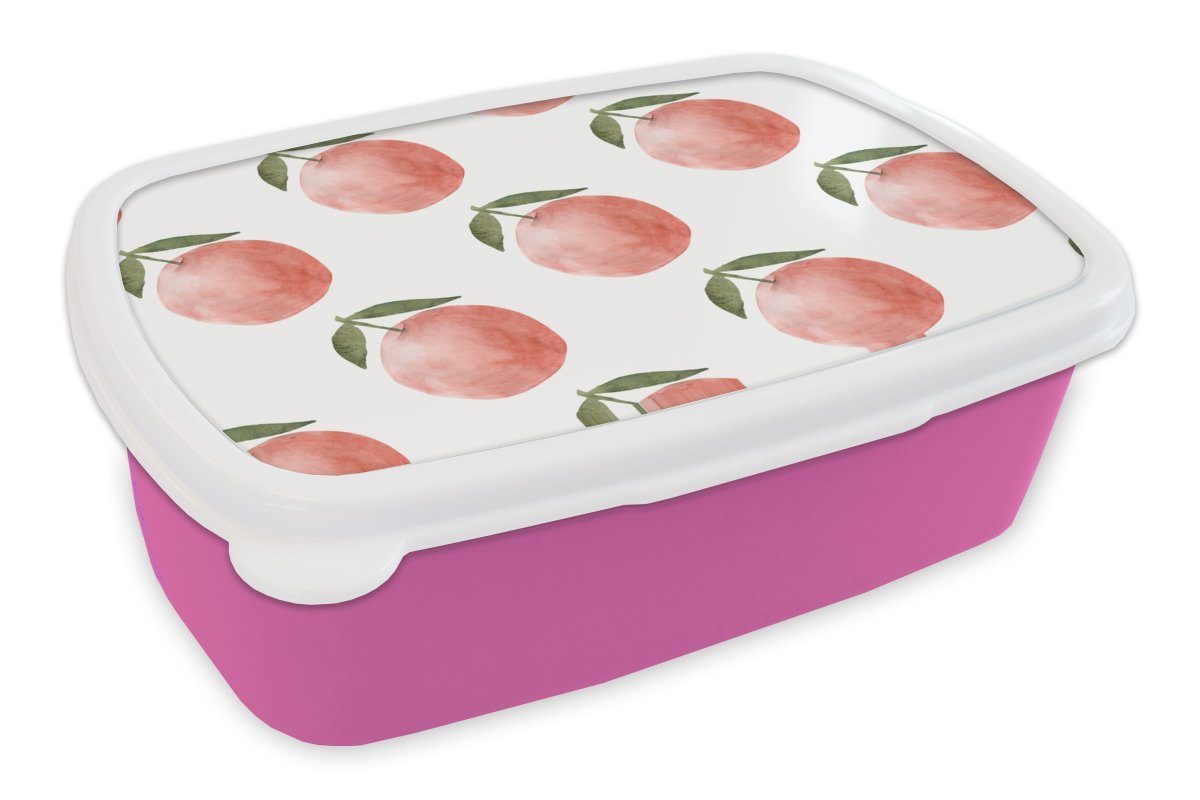 Kunststoff Kinder, Lunchbox Brotbox Kunststoff, Mädchen, Erwachsene, für - Schablonen, Snackbox, Äpfel rosa Obst (2-tlg), MuchoWow Brotdose -
