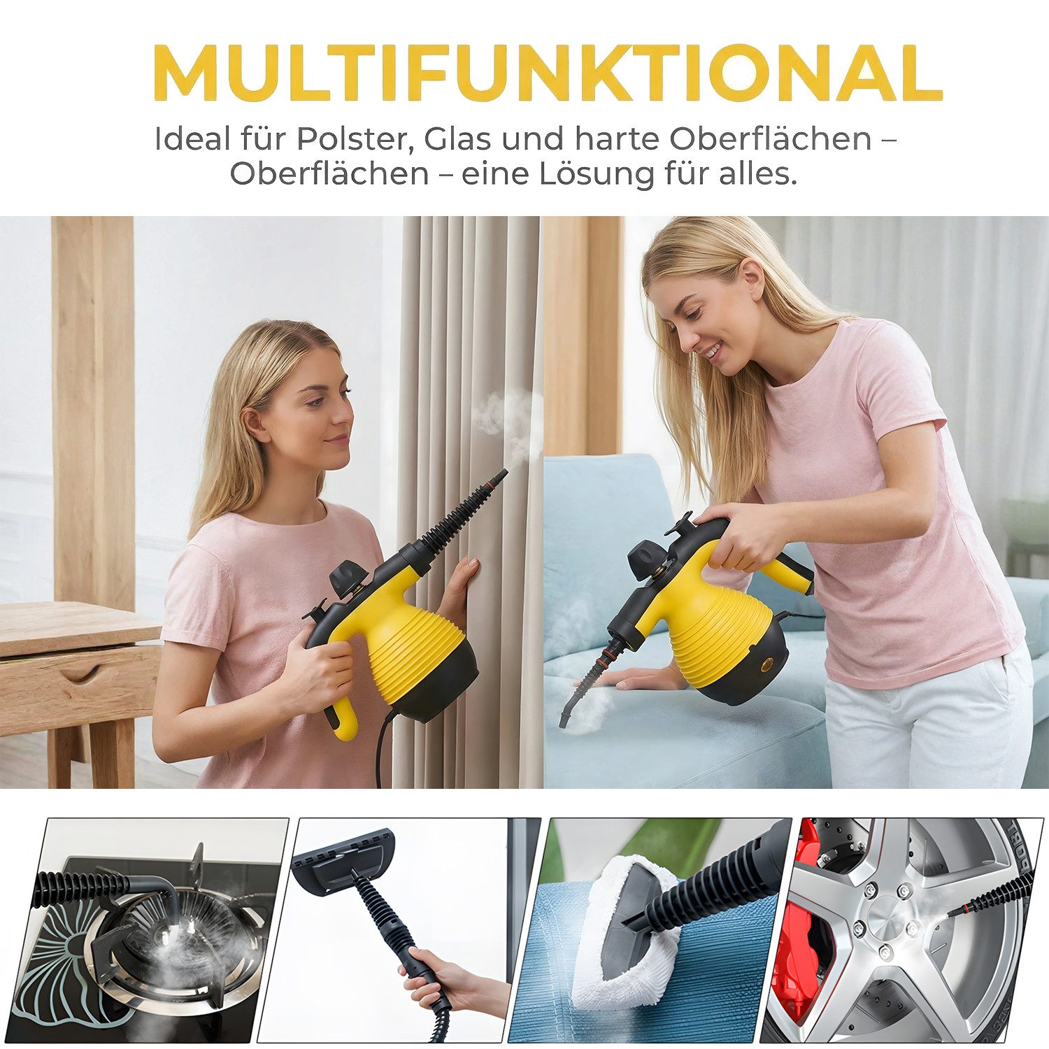 AKKEE Handdampfreiniger Dampfreiniger, Mehrzweck-Dampfreinigungsgerät, Reinigungsgerät, 1050 W