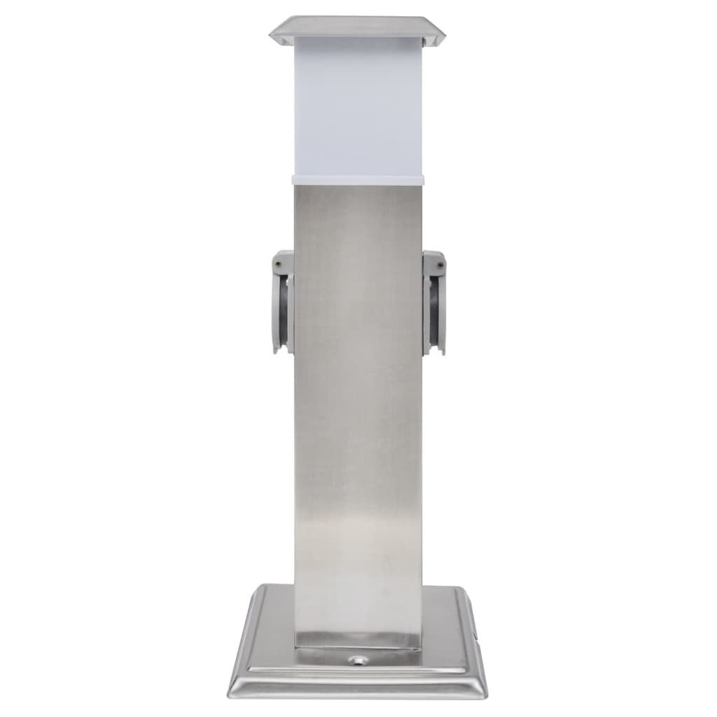 vidaXL Steckdose Gartensteckdose Steckdosenturm Edelstahl mit Lampe