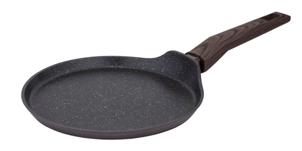 RESTO Kitchenware Crêpepfanne Carina, Pfannkuchenpfanne mit holzähnlichem Soft-Touch-Griff, Aluminium (1-tlg), mit Marmor-Antihaftbeschichtung, 4-lagig, für alle Herdarten geeignet