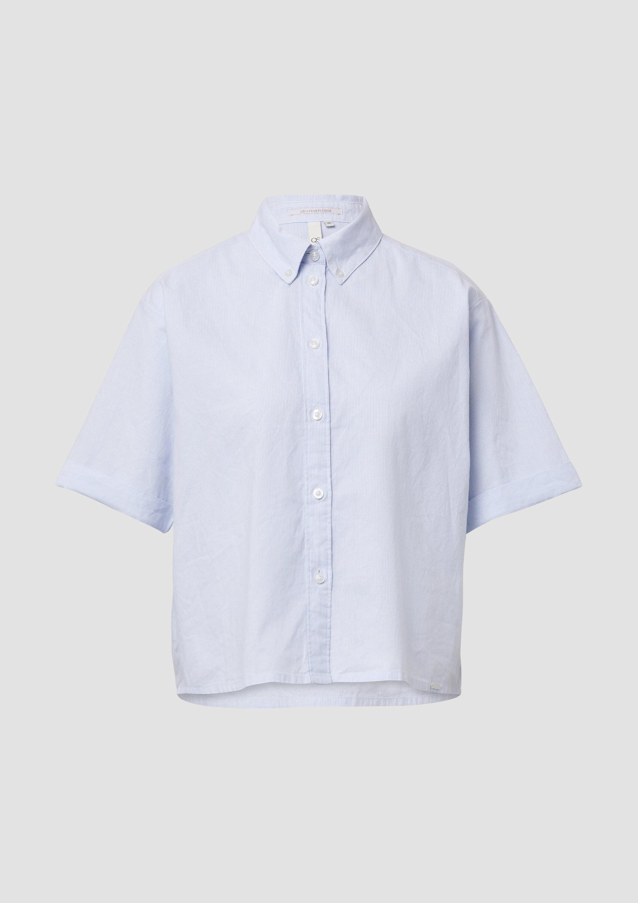 QS Kurzarmbluse Bluse Baumwoll-Bluse mit feinen Streifen, QS x Debi Flügge