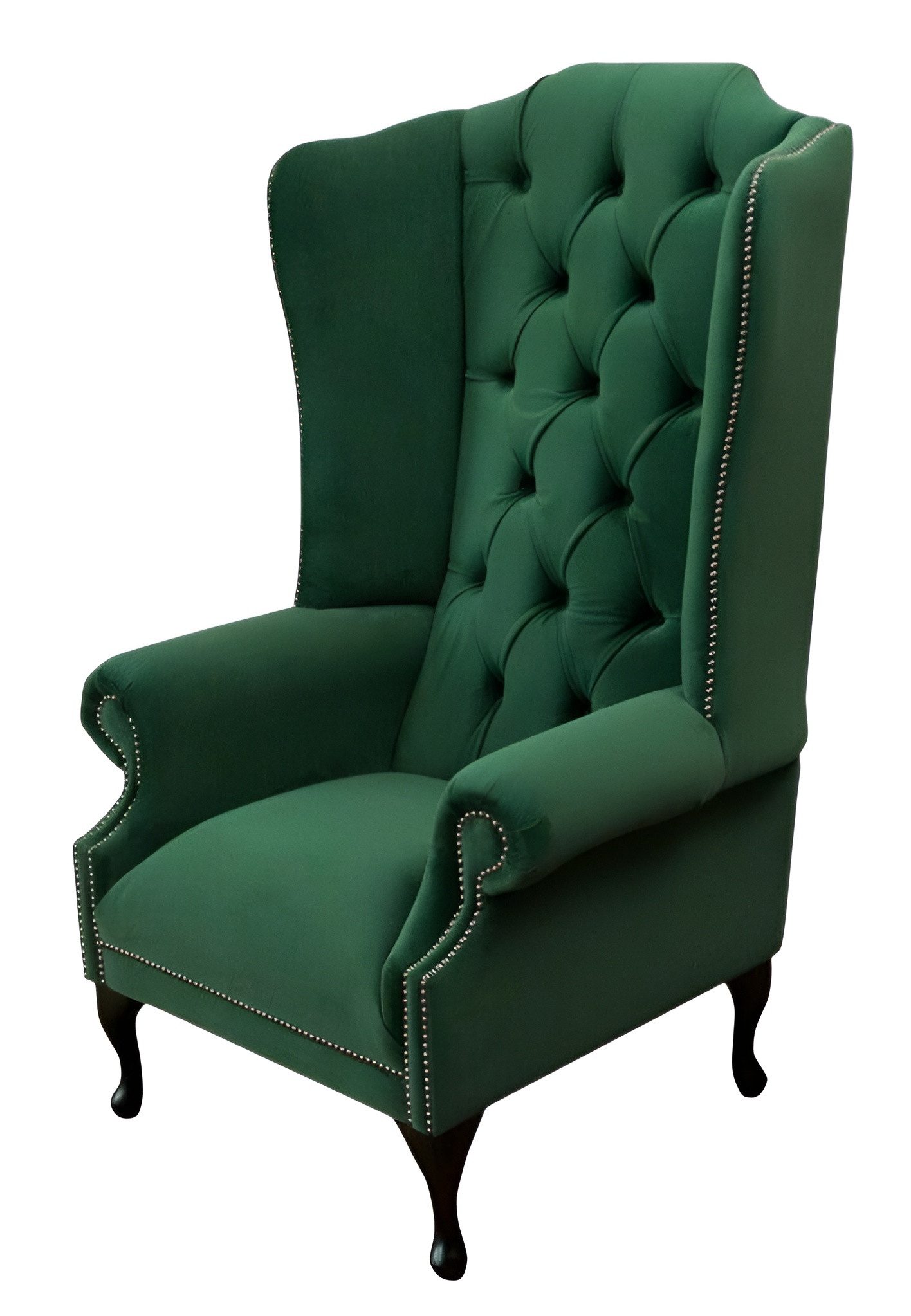 JVmoebel Ohrensessel Eleganter Chesterfield-Sessel aus Samtvelours in Grün, Made in Europa
