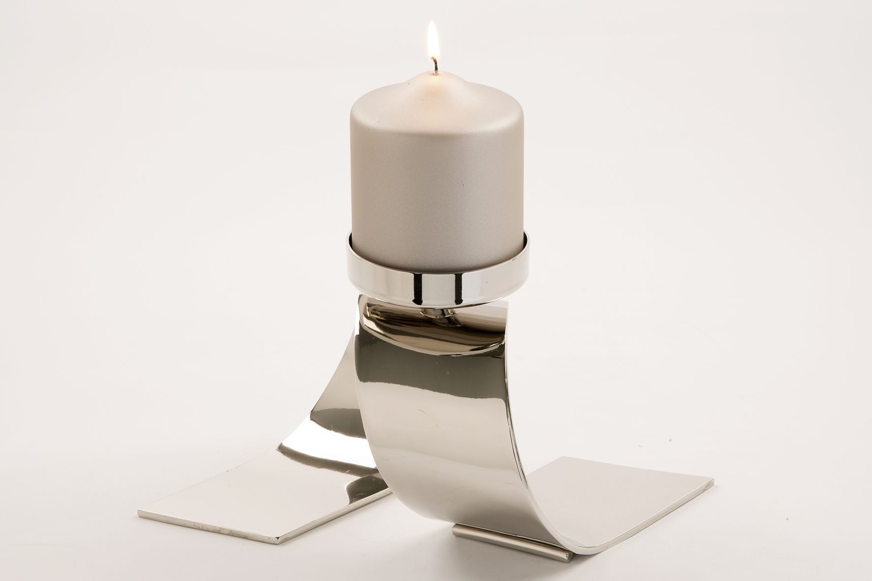 Fink Tafelkerze Fink Kerzenhalter TWISTER LBH 23x10x14 cm silber günstig online kaufen