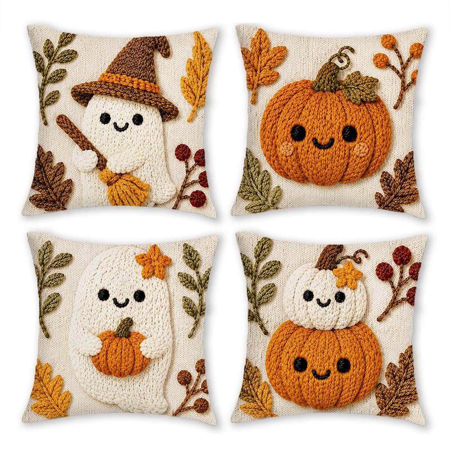Sorvyzxn Kissenhüllen 2/4er-Set Halloween-Kissenbezüge mit 2D-Flachdruck, (4 Stück)