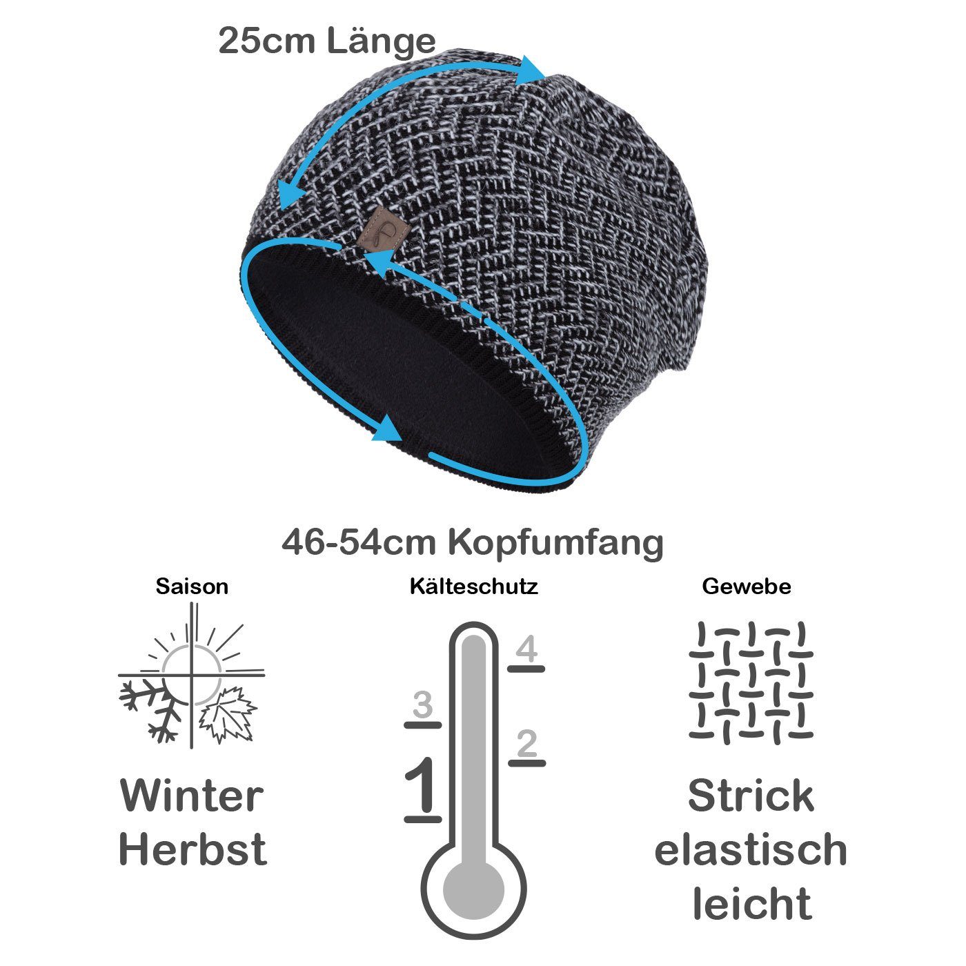 Faera Strickmütze (1-St) Damen Strickmütze meliert mehrfarbig Winter Fleecefutter Beanie Mütze