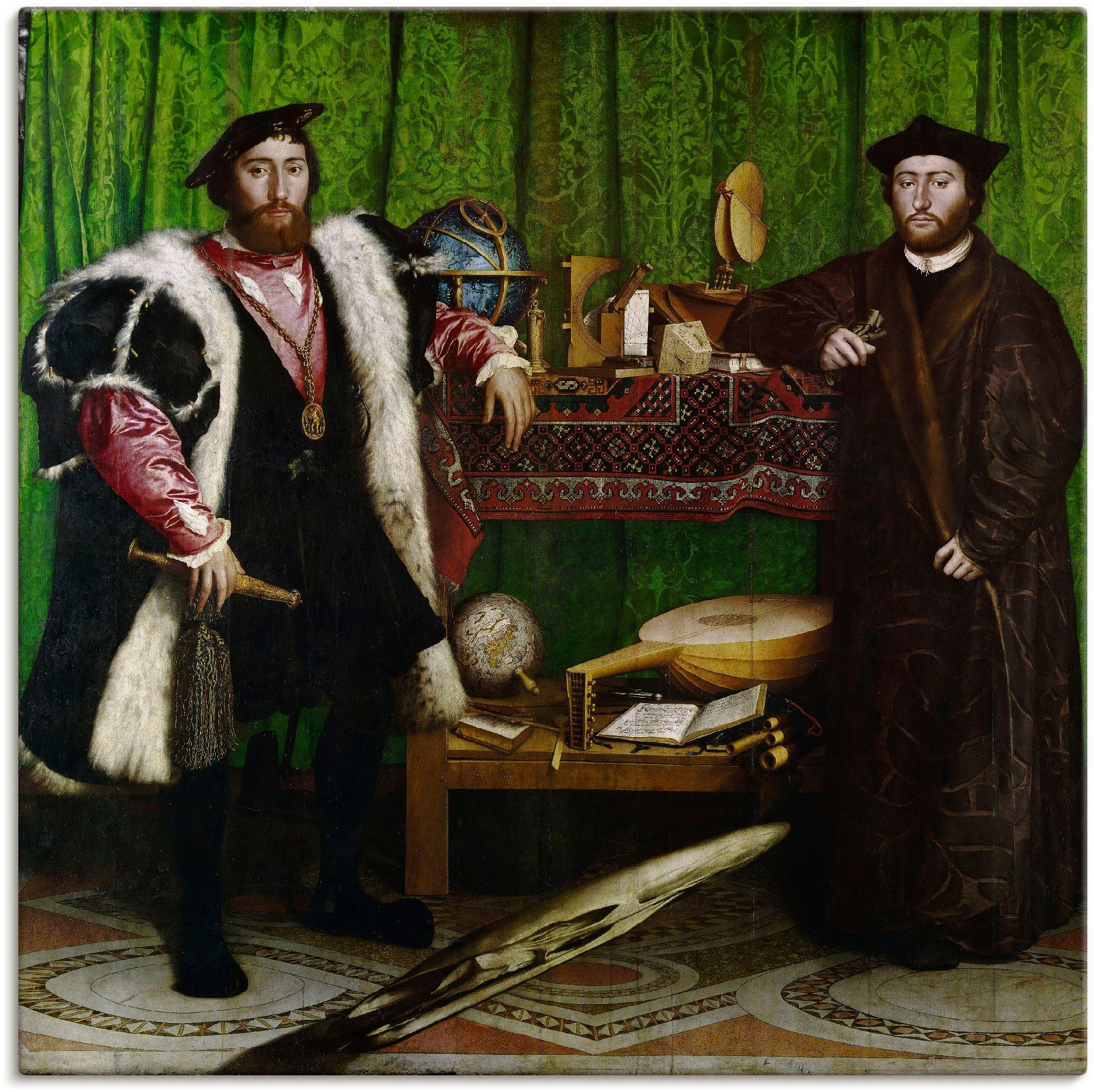 Größen Die Gesandten. Alubild, Wandbild 1533, versch. Wandaufkleber Mann Leinwandbild, Artland (1 in als Poster St), oder