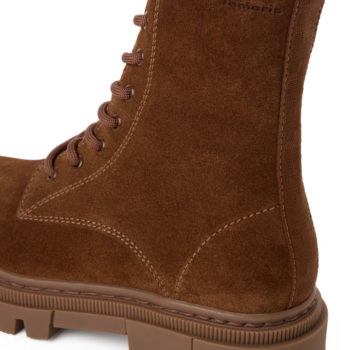 Tamaris 1-25276-41/305 Stiefelette Schnürboot aus Veloursleder mit Fleecefutter