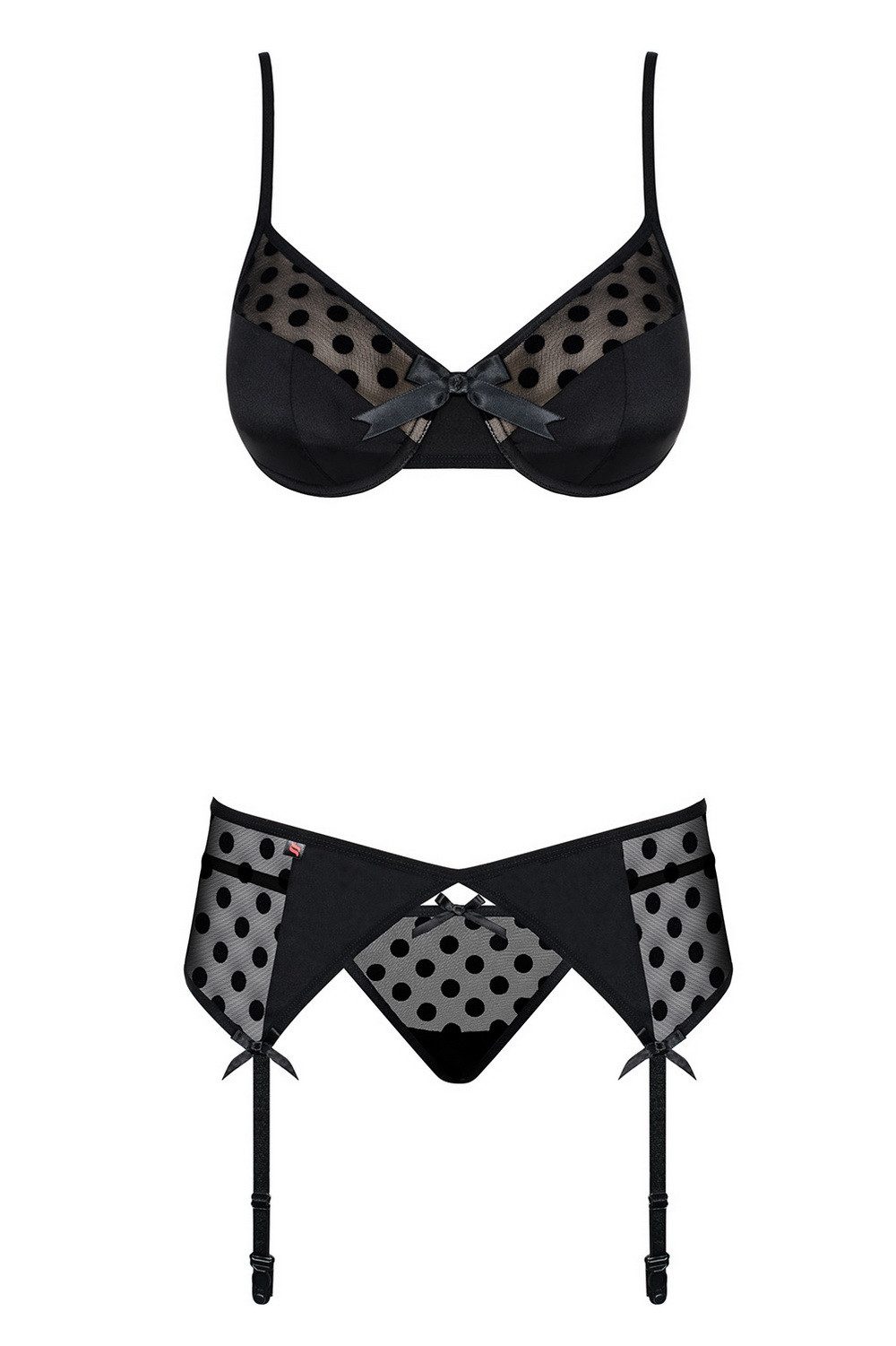 Obsessive Set: Bügel-BH Dotina Set schwarz BH und String sexy L/XL