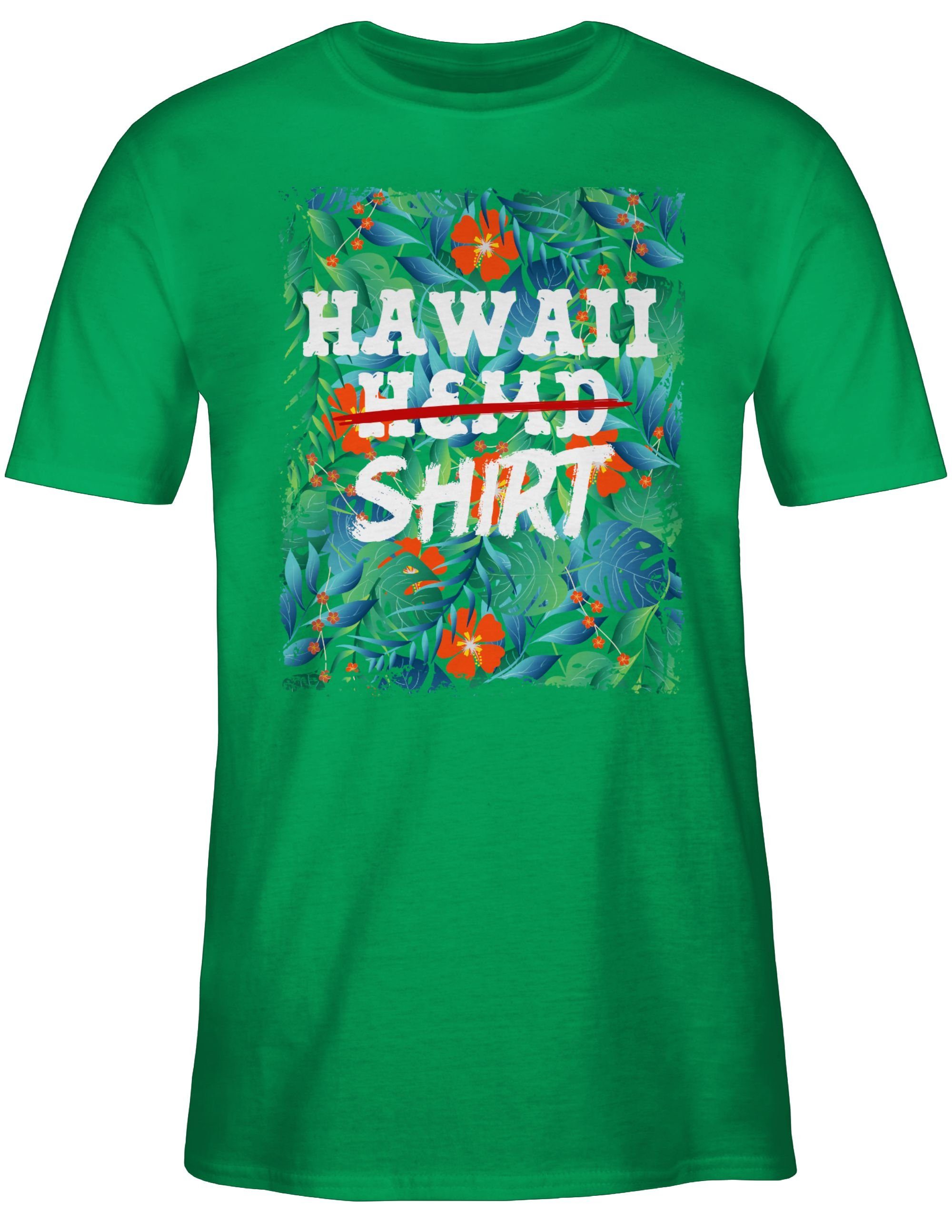 Shirtracer T-Shirt Hawaii Hemd Shirt Outfit - Aloha 3 Hawaiian Hawaii-Kleidung Party Karibik Grün Karneval