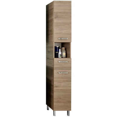 Lomadox Hochschrank OSTENDE-66 Badezimmer in Sanremo Eiche Terra quer Nb. - B/H/T: 30/195,5/33cm