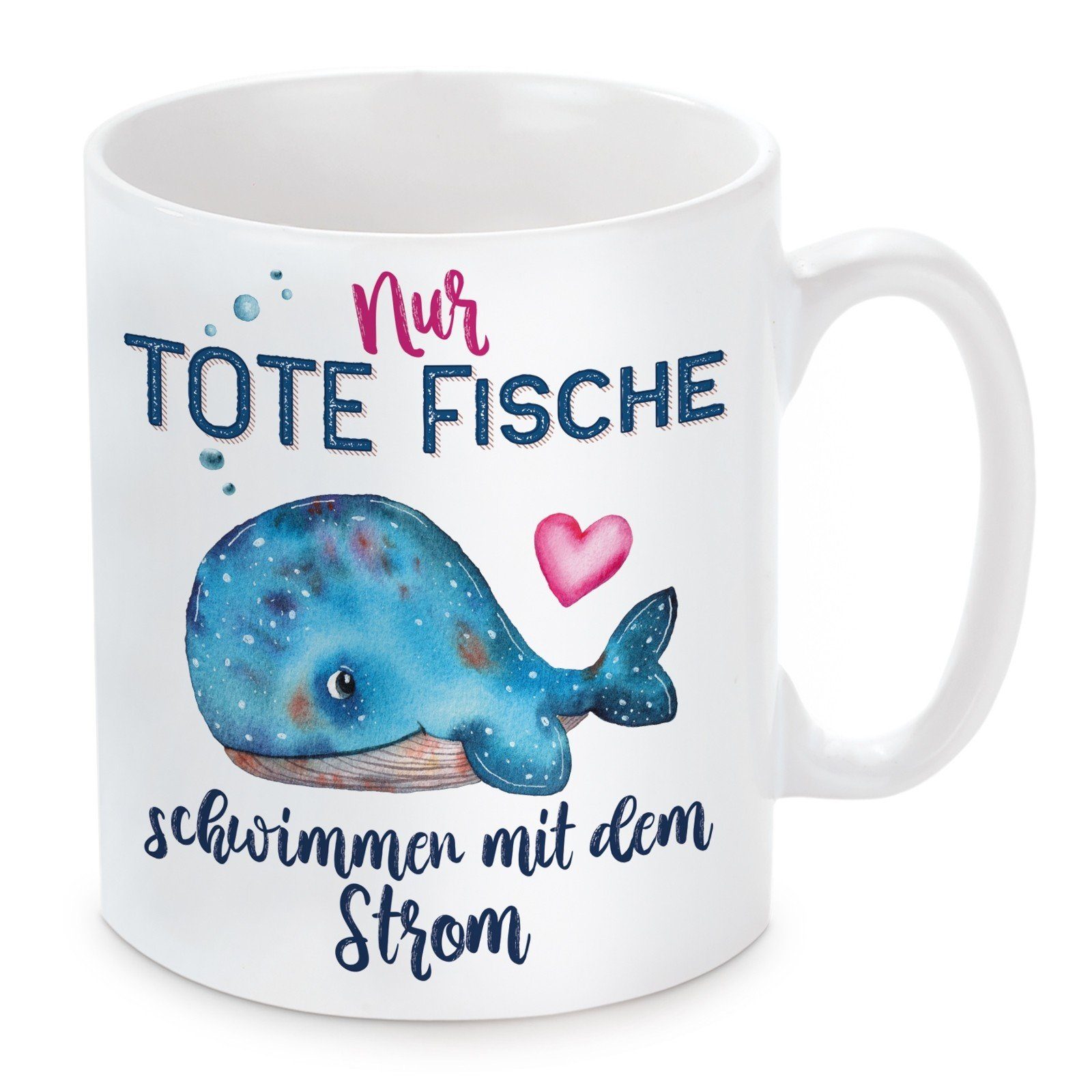 Herzbotschaft Tasse Kaffeebecher Strom, spülmaschinenfest dem mikrowellengeeignet Nur mit Fische Kaffeetasse mit Motiv schwimmen Keramik, tote und