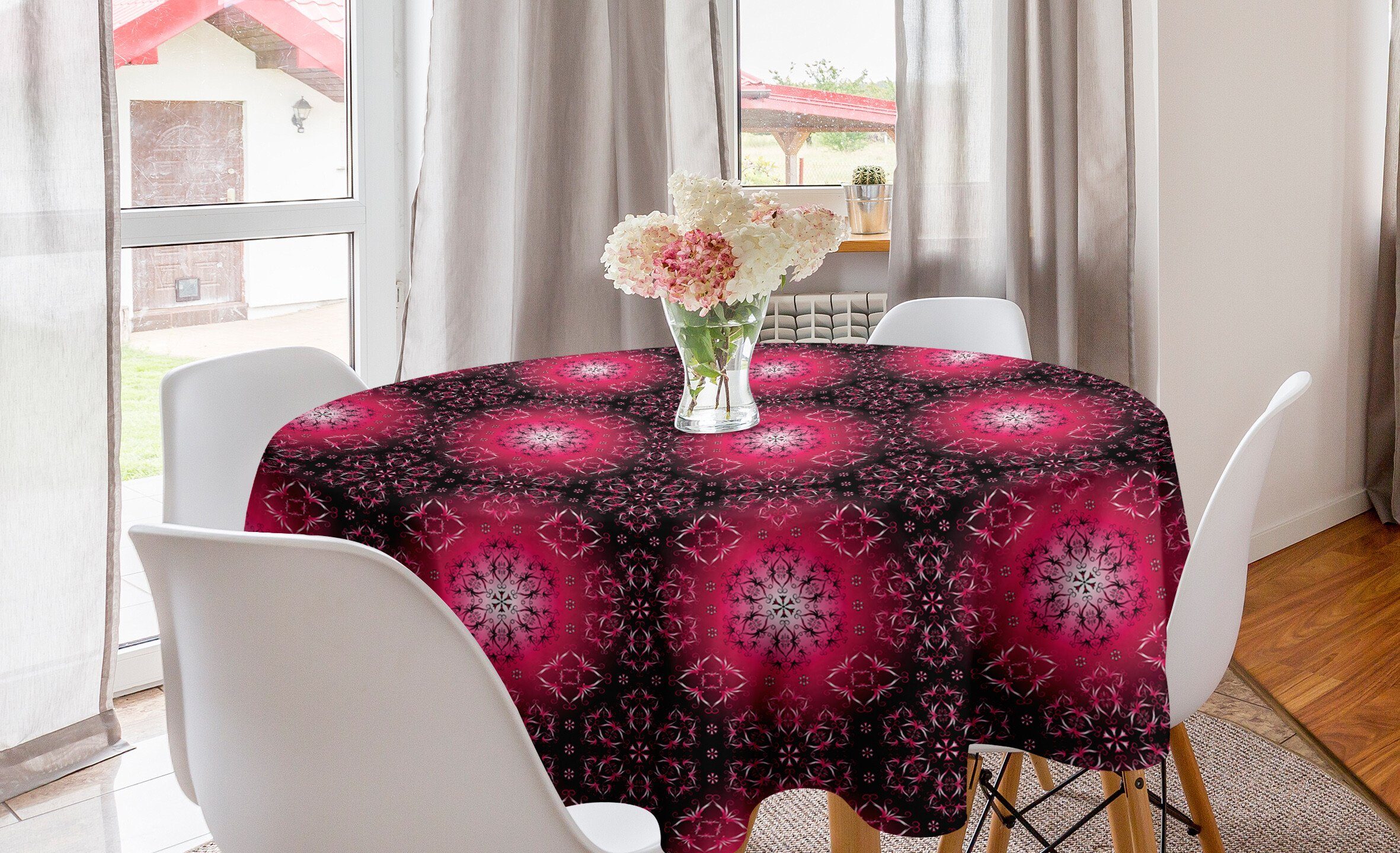 Abakuhaus Tischdecke Kreis Tischdecke Abdeckung für Esszimmer Küche Dekoration, lila Mandala Ethnisch