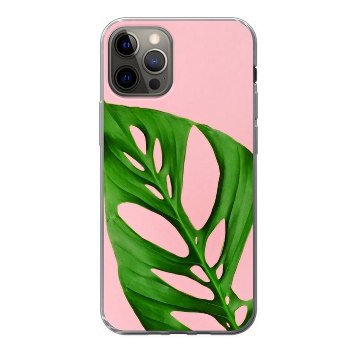 MuchoWow Handyhülle Botanisches Blatt mit heller Farbe als Hintergrund Handyhülle Apple iPhone 12 Pro Smartphone-Bumper Print Handy