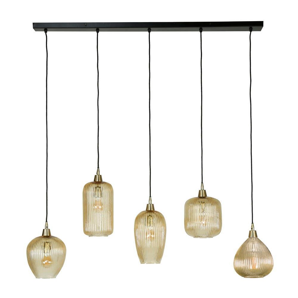 famlights Pendelleuchte famlights, Pendelleuchte Melis in Bernstein E27 5-flammig