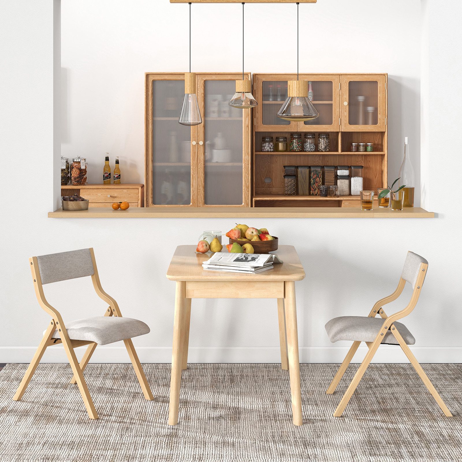 COSTWAY Klappstuhl (2er Set), Esszimmerstuhl klappbar, gepolstert Massivhol günstig online kaufen