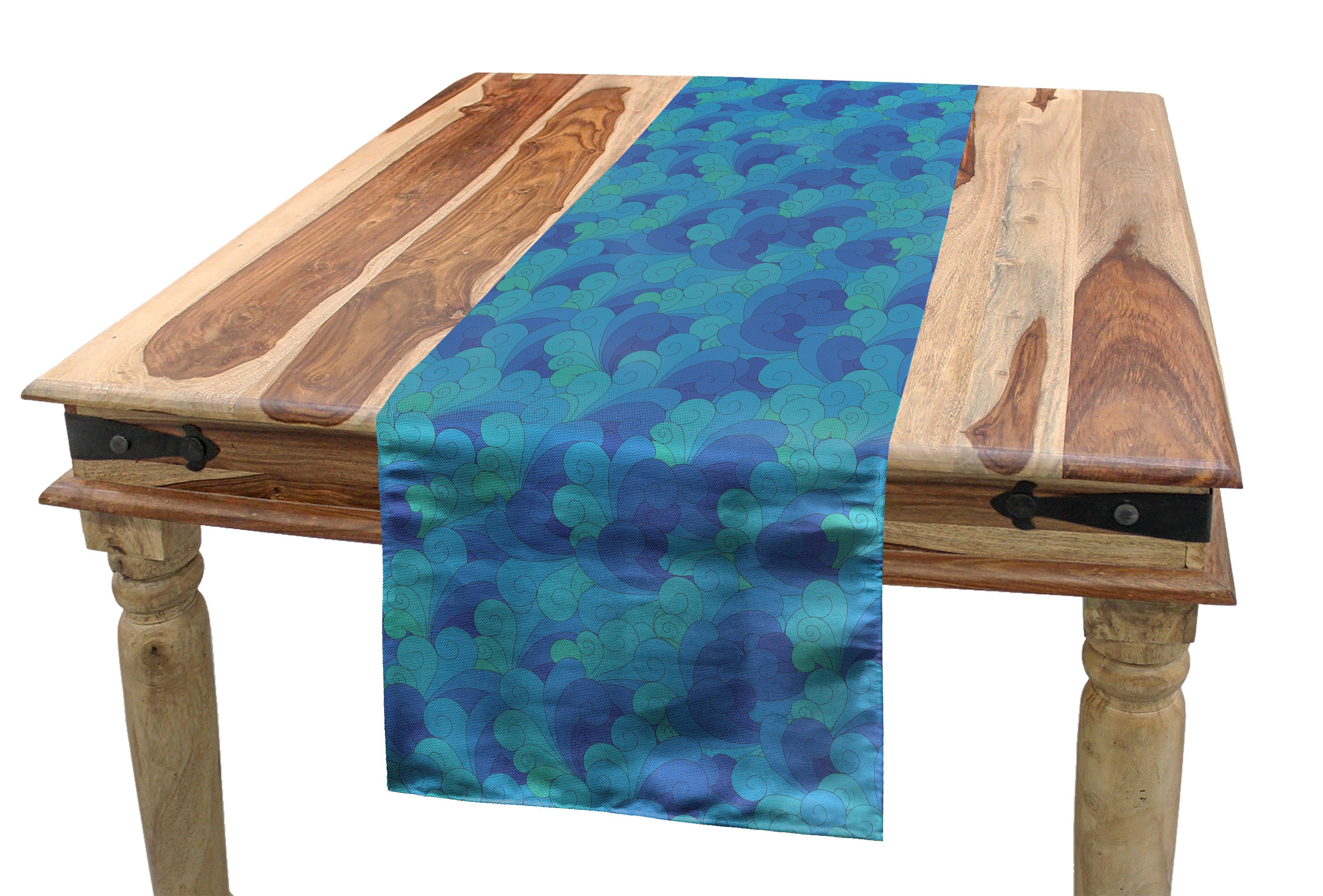 Abakuhaus Tischläufer Esszimmer Küche Ocean Welle Rechteckiger Wolken Sky Tischläufer, Dekorativer Doodle