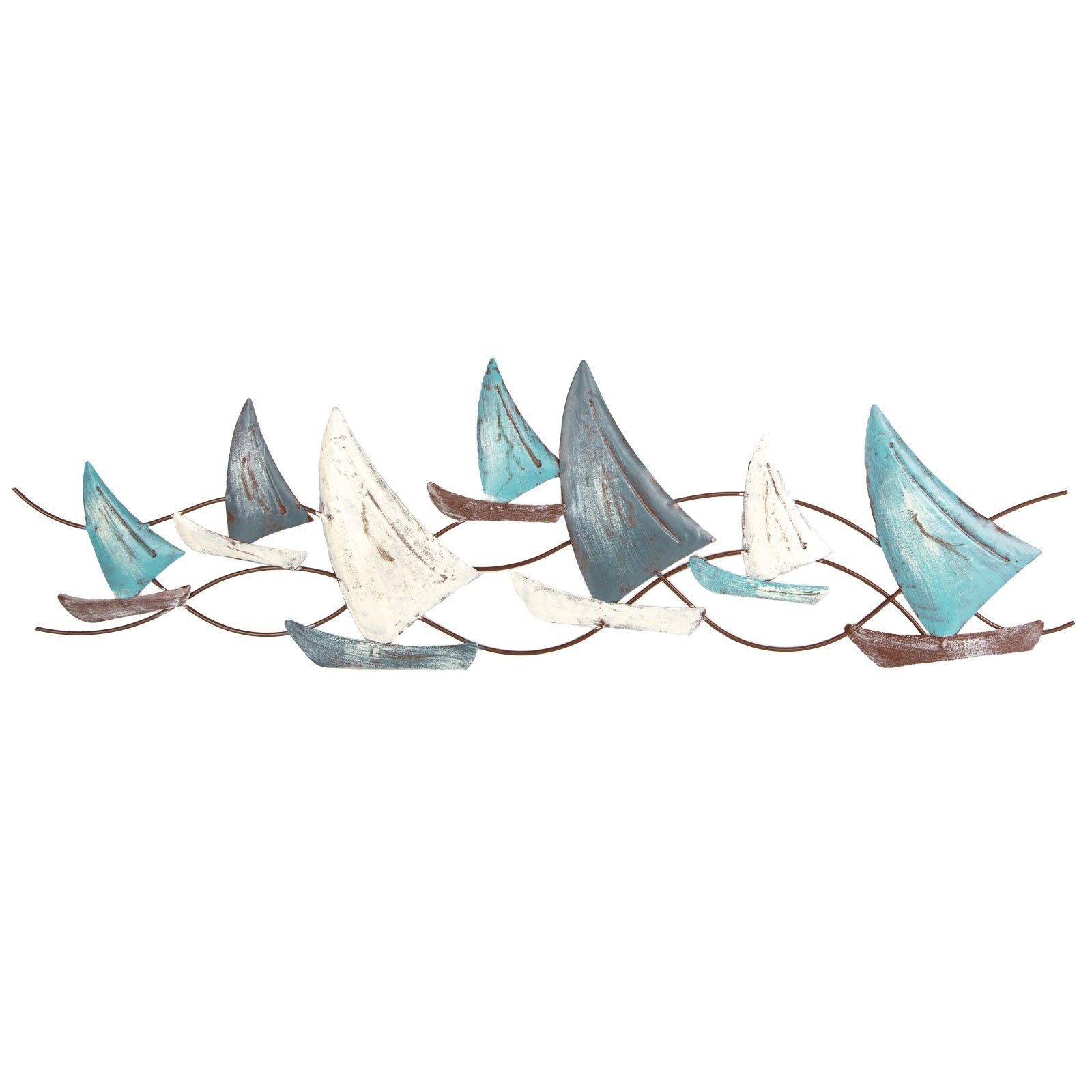 Logbuch-Verlag Dekofigur Segelschiffe Wandskulptur blau Creme braun Schiffe Regatta 75 cm