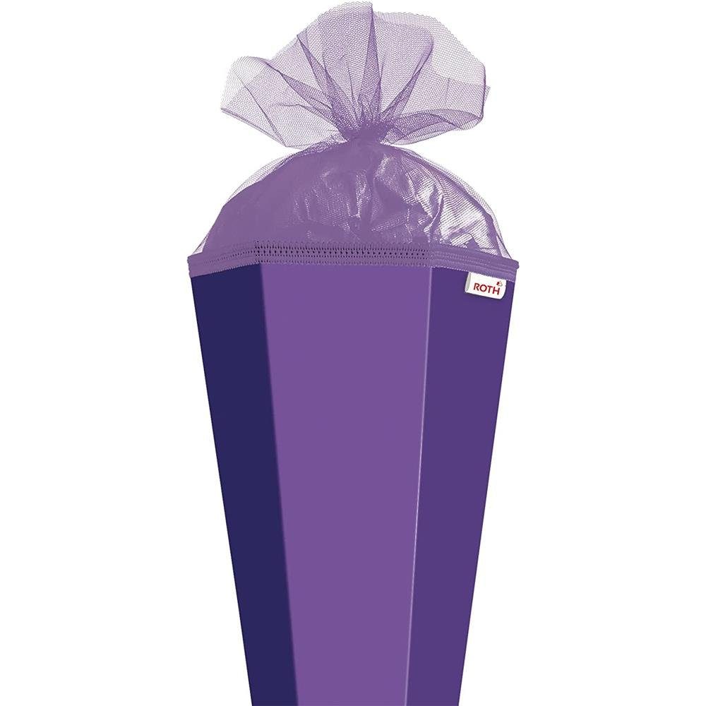 Roth Schultüte XXL-Bastelschultüte Lila, 100 cm, eckig, mit Tüllverschluss, Zuckertüte für Schulanfang