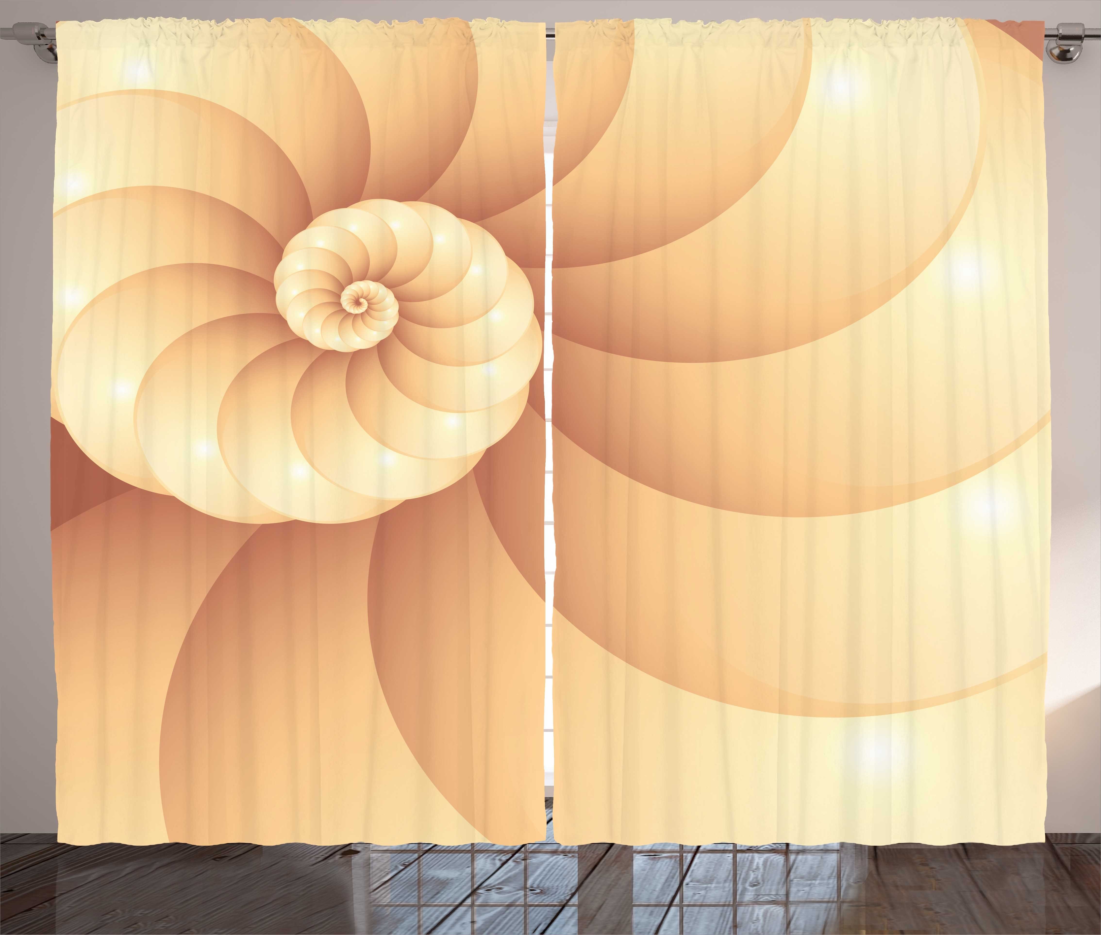 Gardine Schlafzimmer Kräuselband Vorhang mit Schlaufen und Haken, Abakuhaus, Schnecke Zusammenfassung Spiral Helix Meer | Fertiggardinen