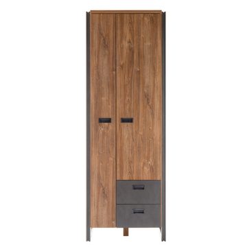 Lomadox Garderobenschrank DALLAS-61 im Industrial Stil Stirling Oak Nb. mit Matera Anthrazit 70x202x44 cm