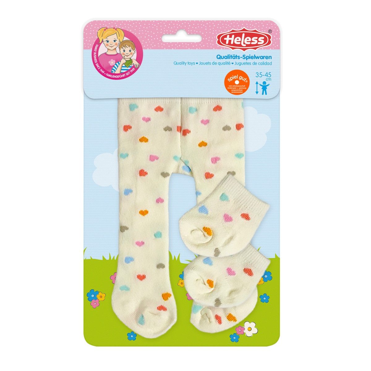 Heless Puppenkleidung Puppen-Strumpfhose Herz Konfetti mit Söckchen beige Größe 35-45cm