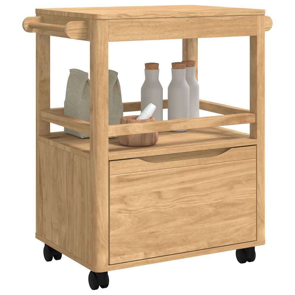 vidaXL Küchenwagen 72,5 x 45 x 80 cm Küchenwagen FLORO Wachsbraun 72,5x45x80 cm Massivhol