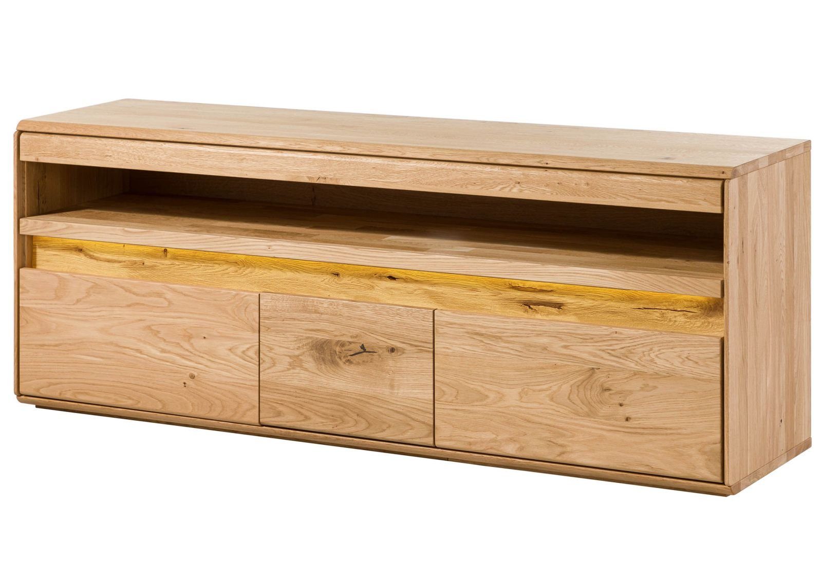Massivmoebel24 TV-Board (TV-Board Wildeiche inkl. LED 165x43,5x63 natur geölt CARDIFF #140), TV-Board Wildeiche inkl. LED 165x43,5x63 natur geölt CARDIFF #140