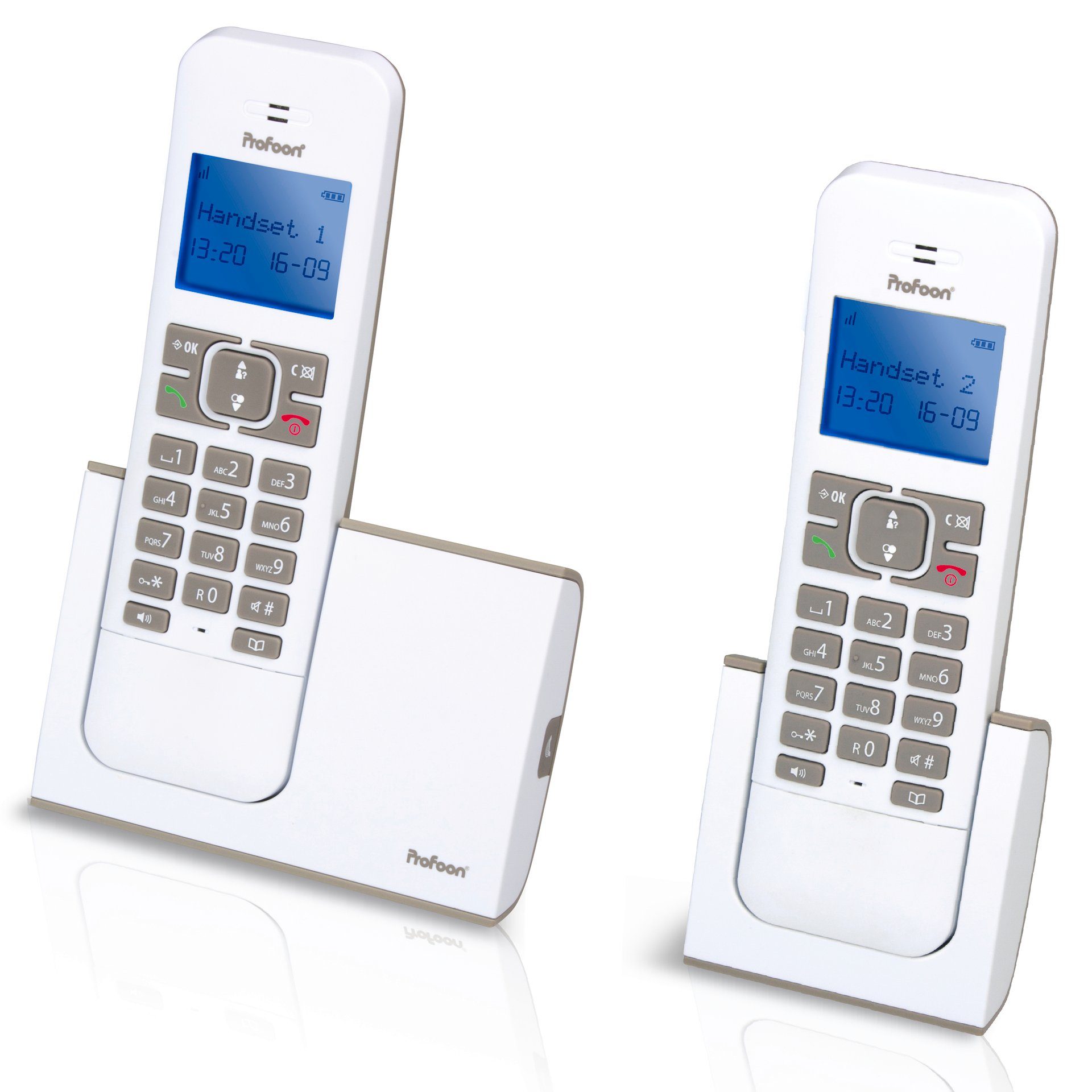 Profoon PDX-8420TE DECT-Telefon mit 2 DECT-Telefon Mobilteilen Schnurloses