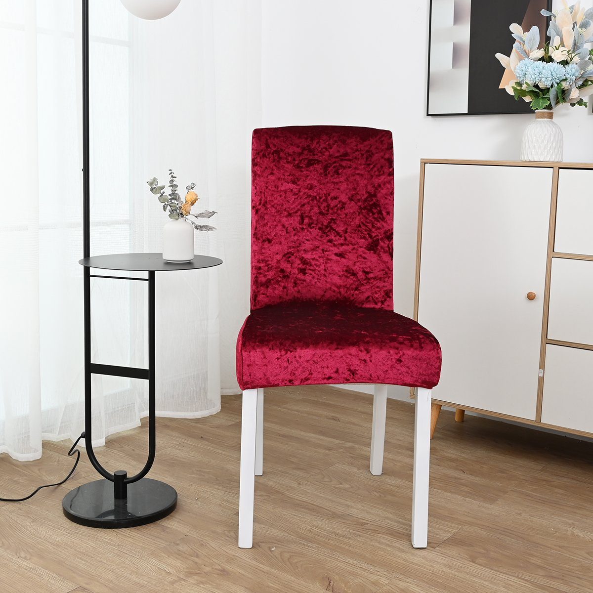 Rosnek Stuhlhusse Stuhlüberzug,Stretch Samt,für Hochzeit Esszimmer günstig online kaufen