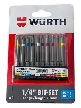 Würth Umluftmodul Würth 1/4 Zoll Bit Sortiment 10-teilig; Bit Set; 70mm; Gürtelclip