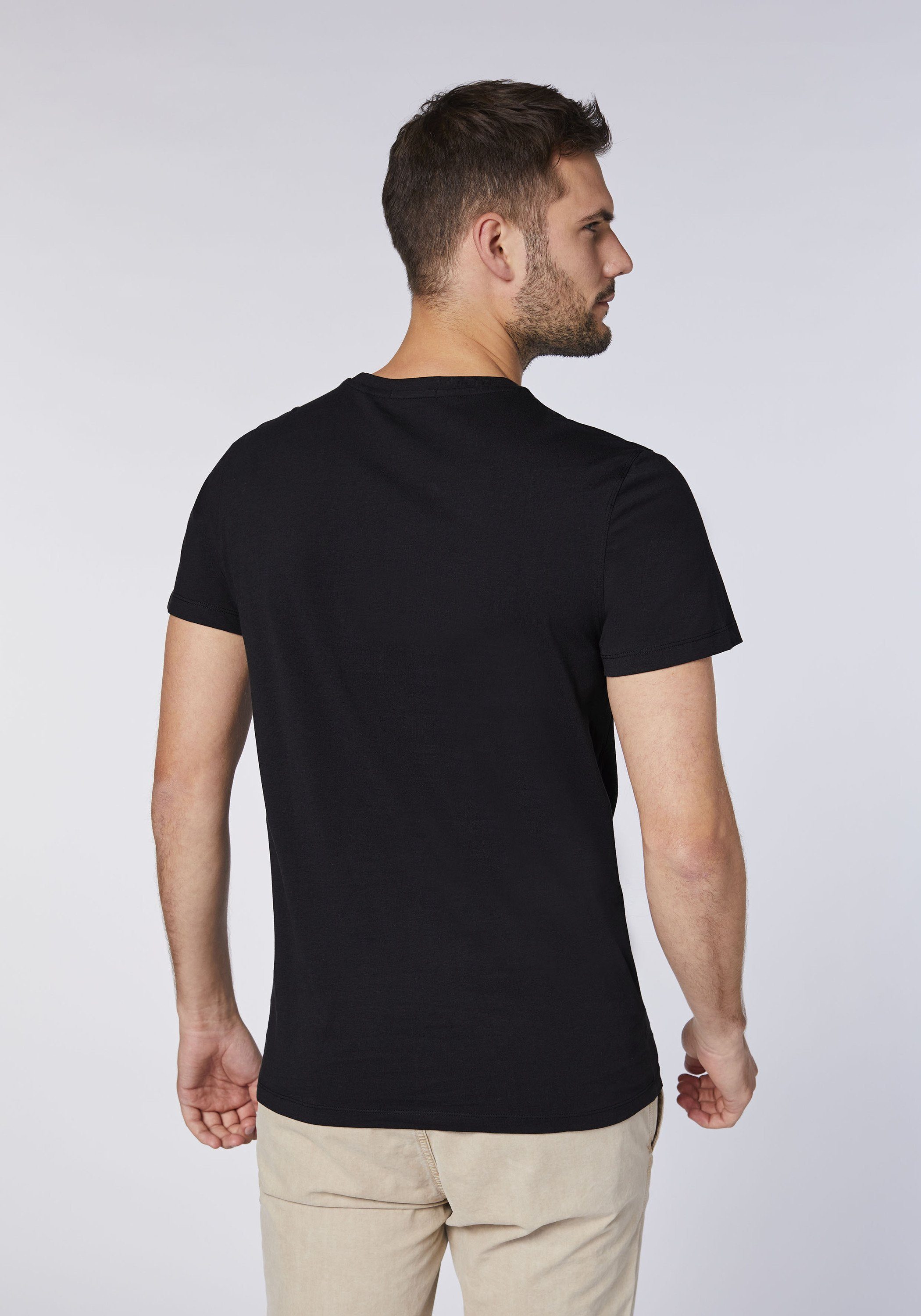 T-Shirts Print-Shirt Chiemsee im Logo mit 2 Deep Basic-Stil Black