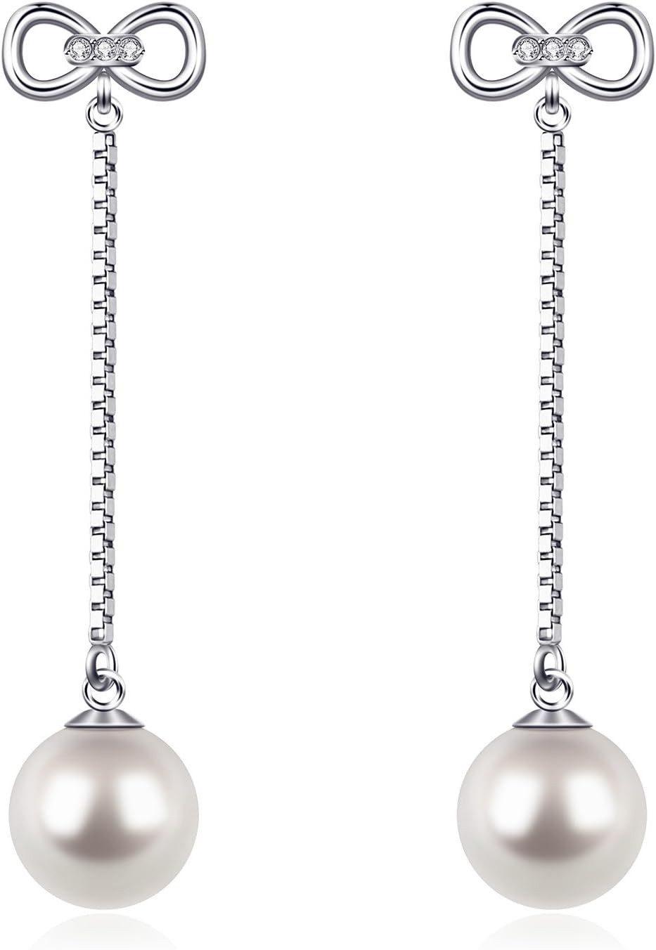 D. Perlla Paar Ohrhänger Hängende Perlen-Ohrstecker aus 925er Silber (2-tlg günstig online kaufen