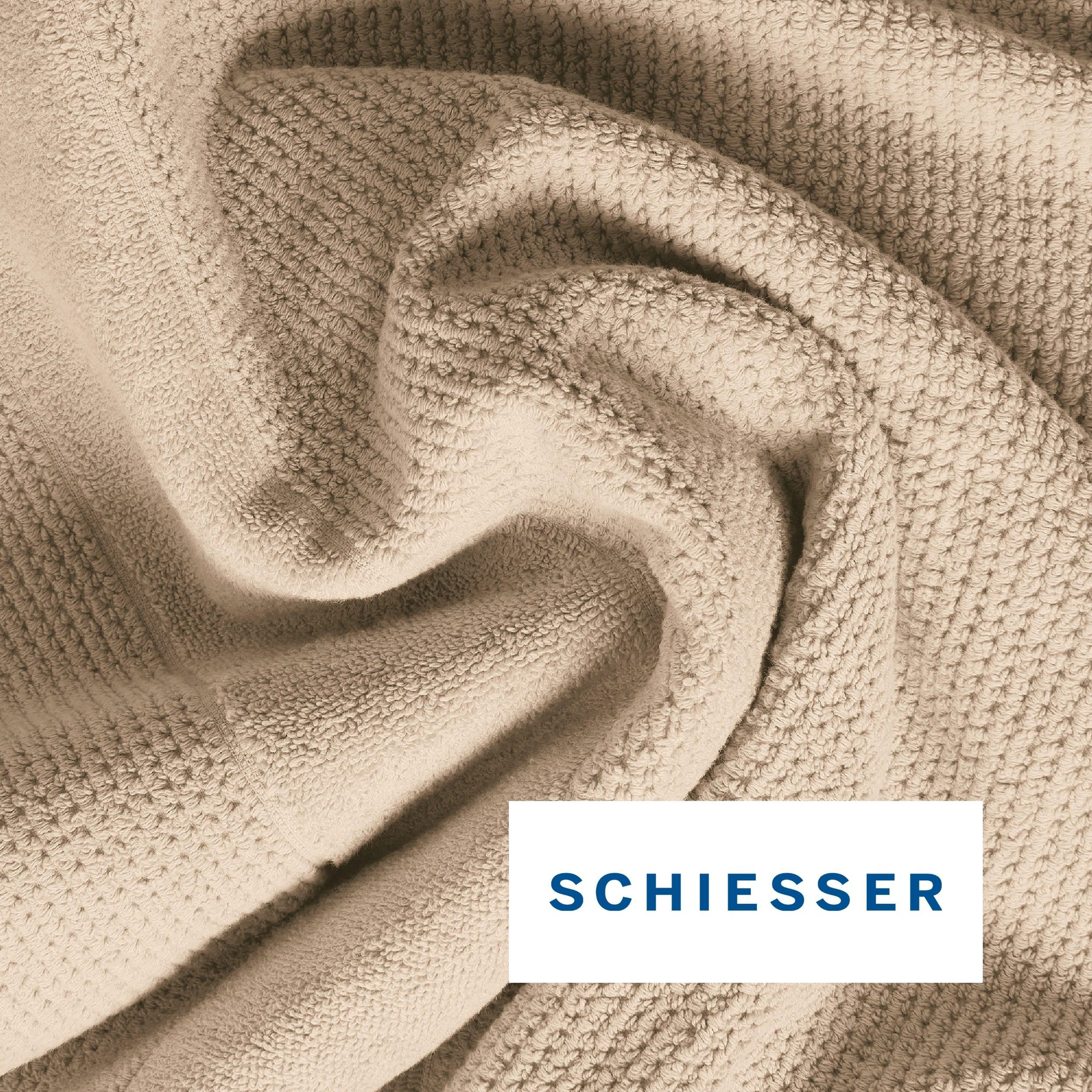 Schiesser Duschtücher Turin aus 100% Baumwolle in dezenter Reiskornoptik, Frottier (Set, 2-St), OEKO-TEX® MADE IN GREEN – Bild 3 von 5