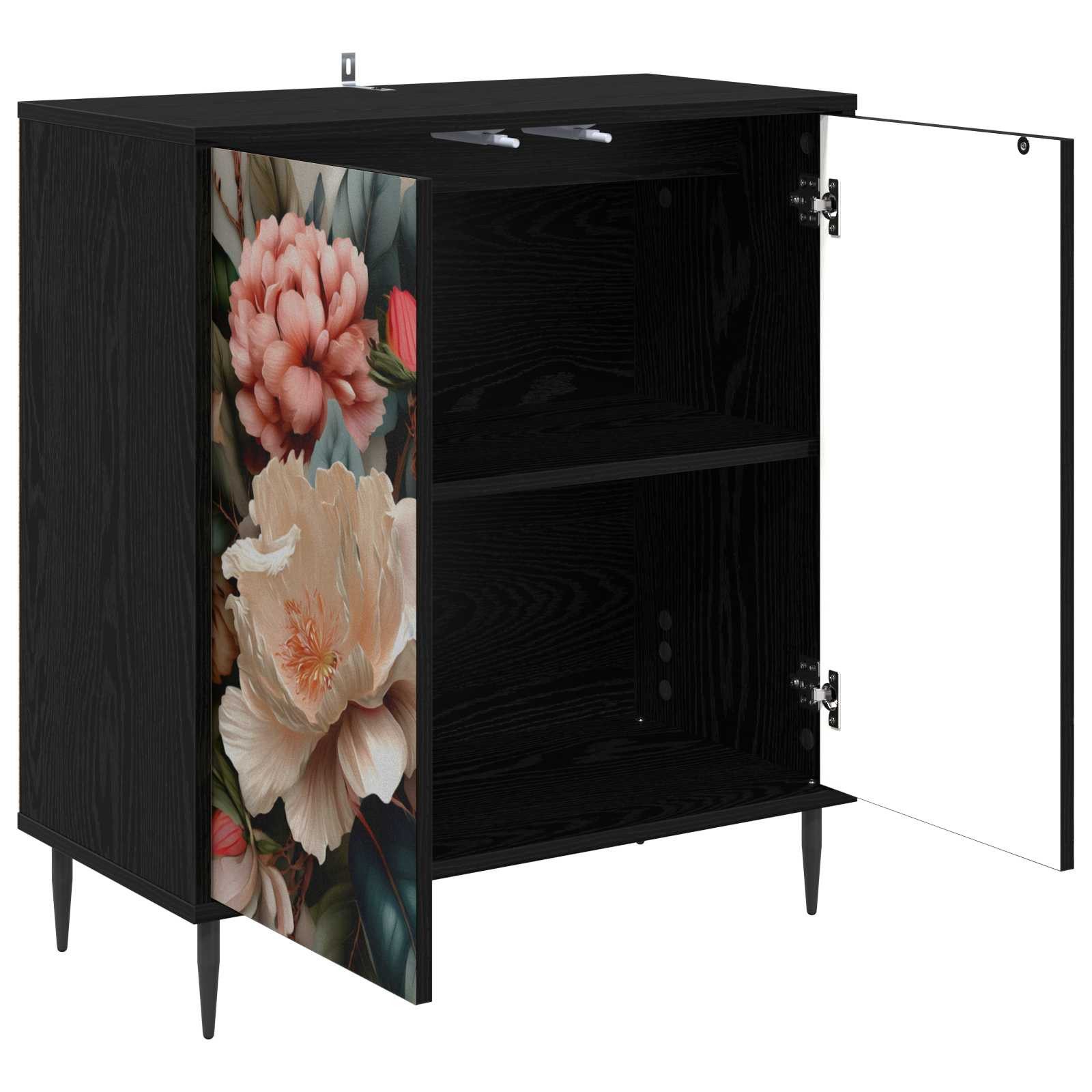 vidaXL Sideboard Sideboard BORNE Schwarz Eichen-Optik 69 x 33 x 76 cm (1 St)