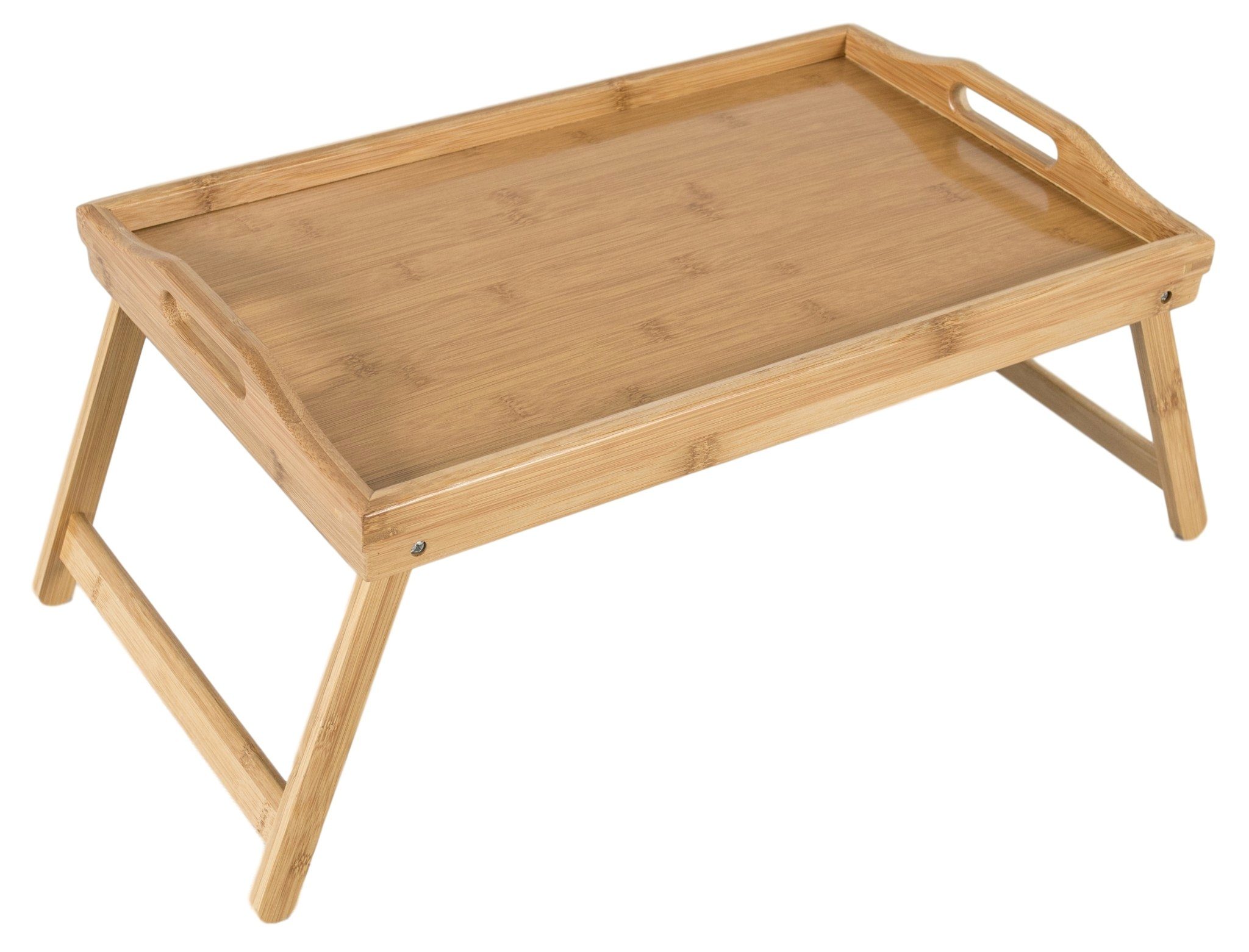 elbmöbel Tabletttisch Tablett Bett Bambus braun Tabletttisch Serviertablett, Betttablett Bambus Betttisch klappbaren Beinen Frühstück B50xT30xH26