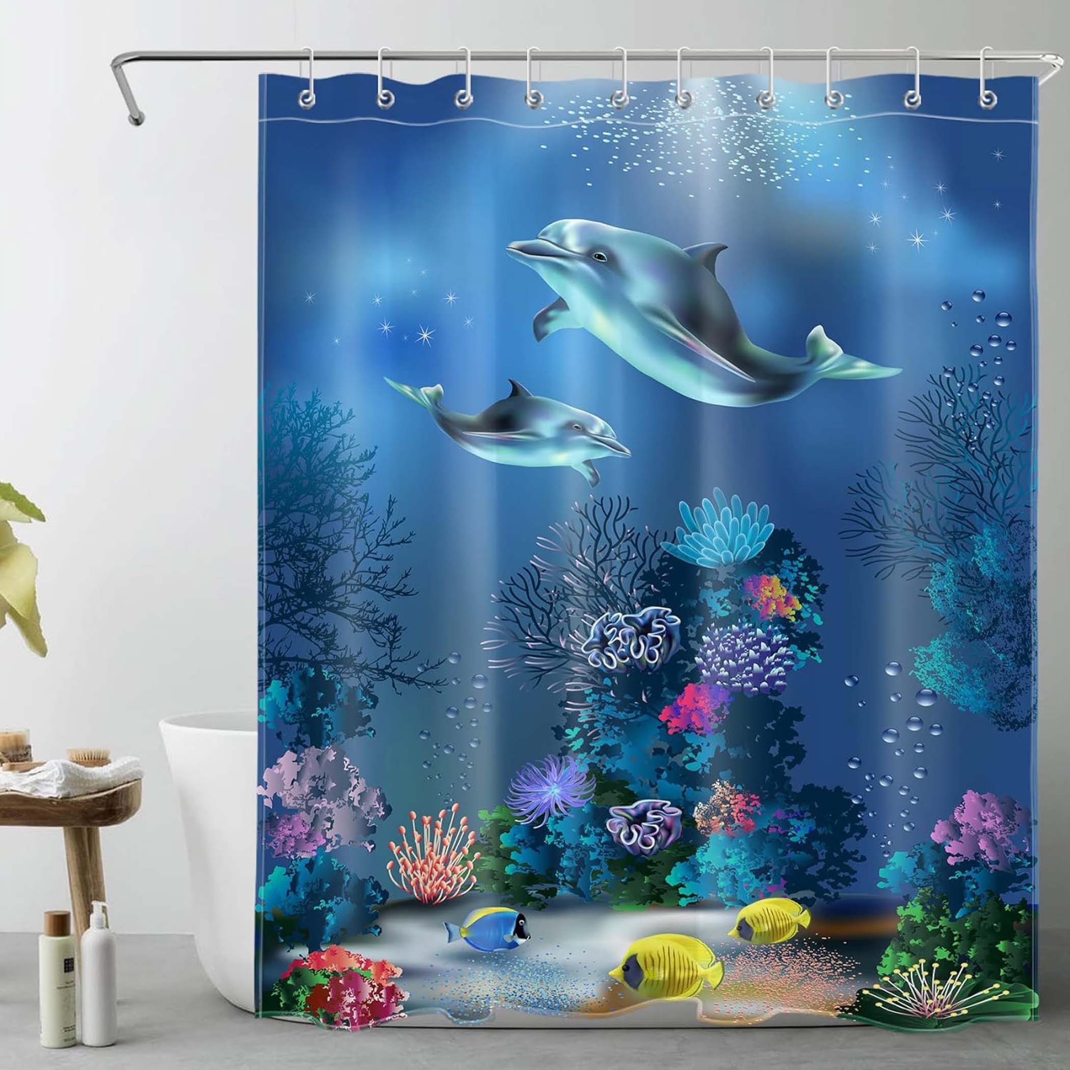 Coonoor Duschvorhang Anti-Schimmel Wasserdicht Polyester Stoff Waschbar Bad Vorhäng Breite 180 cm