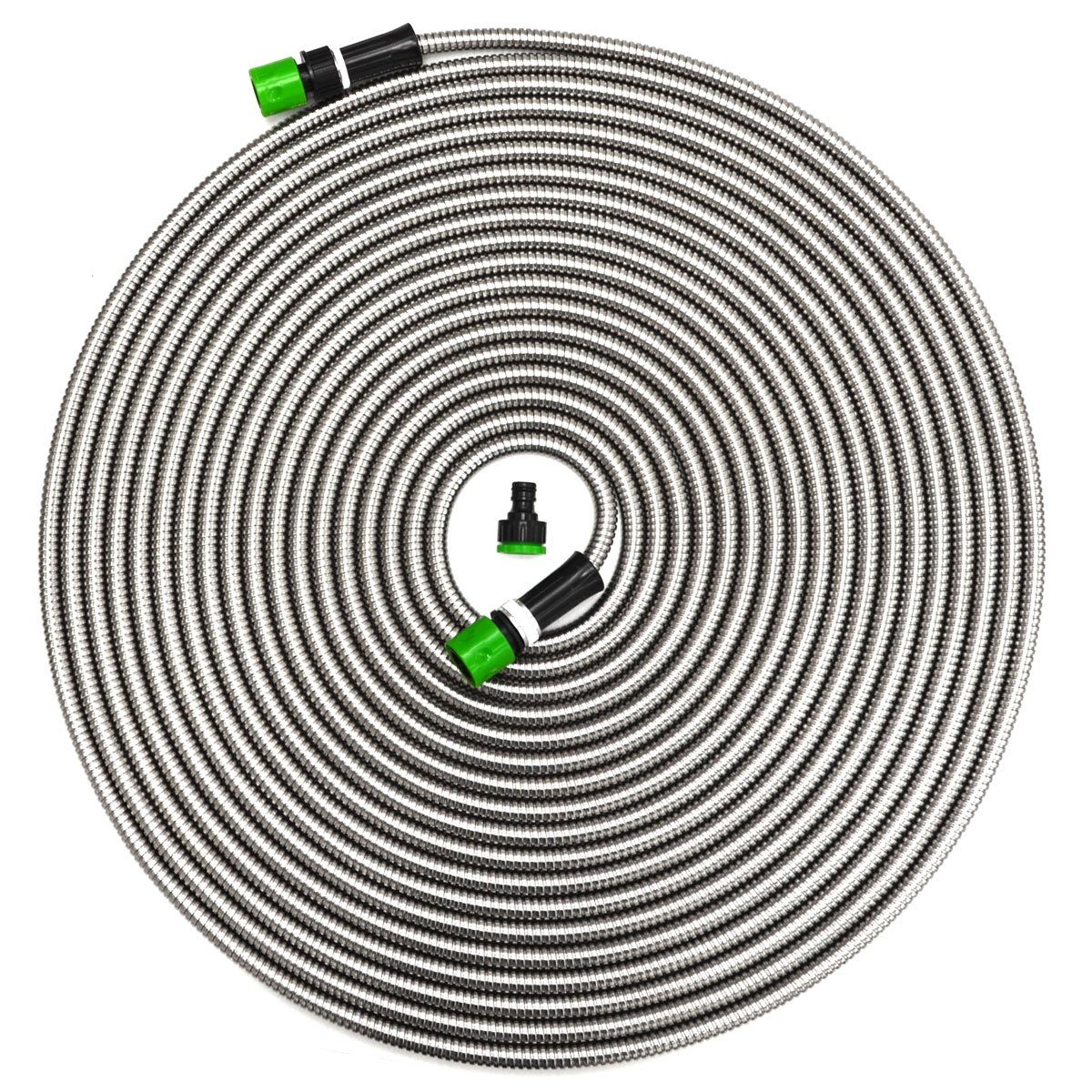 eyepower Gartenschlauch aus Edelstahl - 30 m Knickfreier Wasserschlauch mit Schnellkupplung, Flexibler Bewässerungsschlauch aus Metall für Garten, Balkon, Terrasse