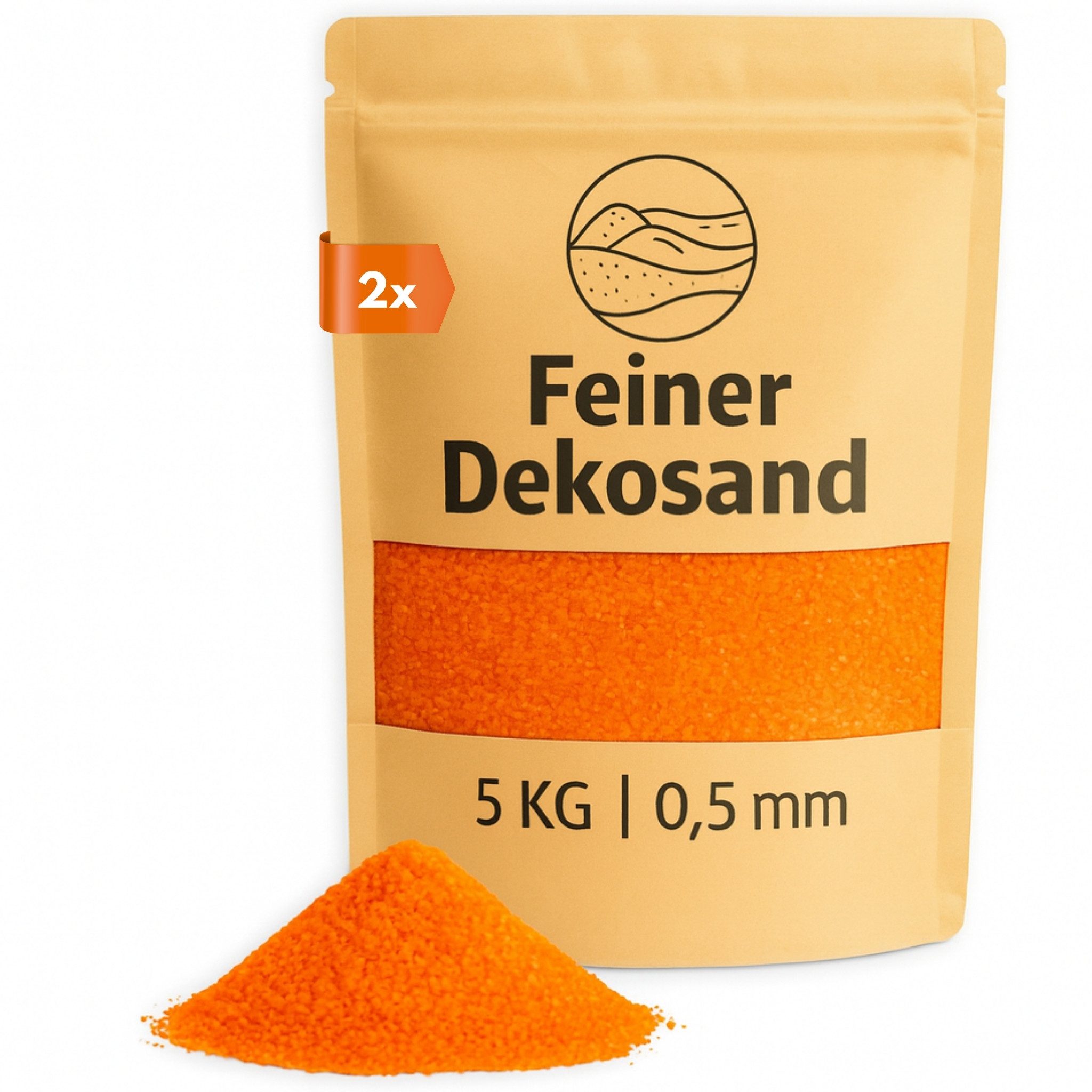 matches21 HOME & HOBBY Dekosand Deko-Sand orange 10 kg für Vasen, Gläser & Streudeko (1-St), Bunter Farbsand als feiner Deko- & Bastelsand