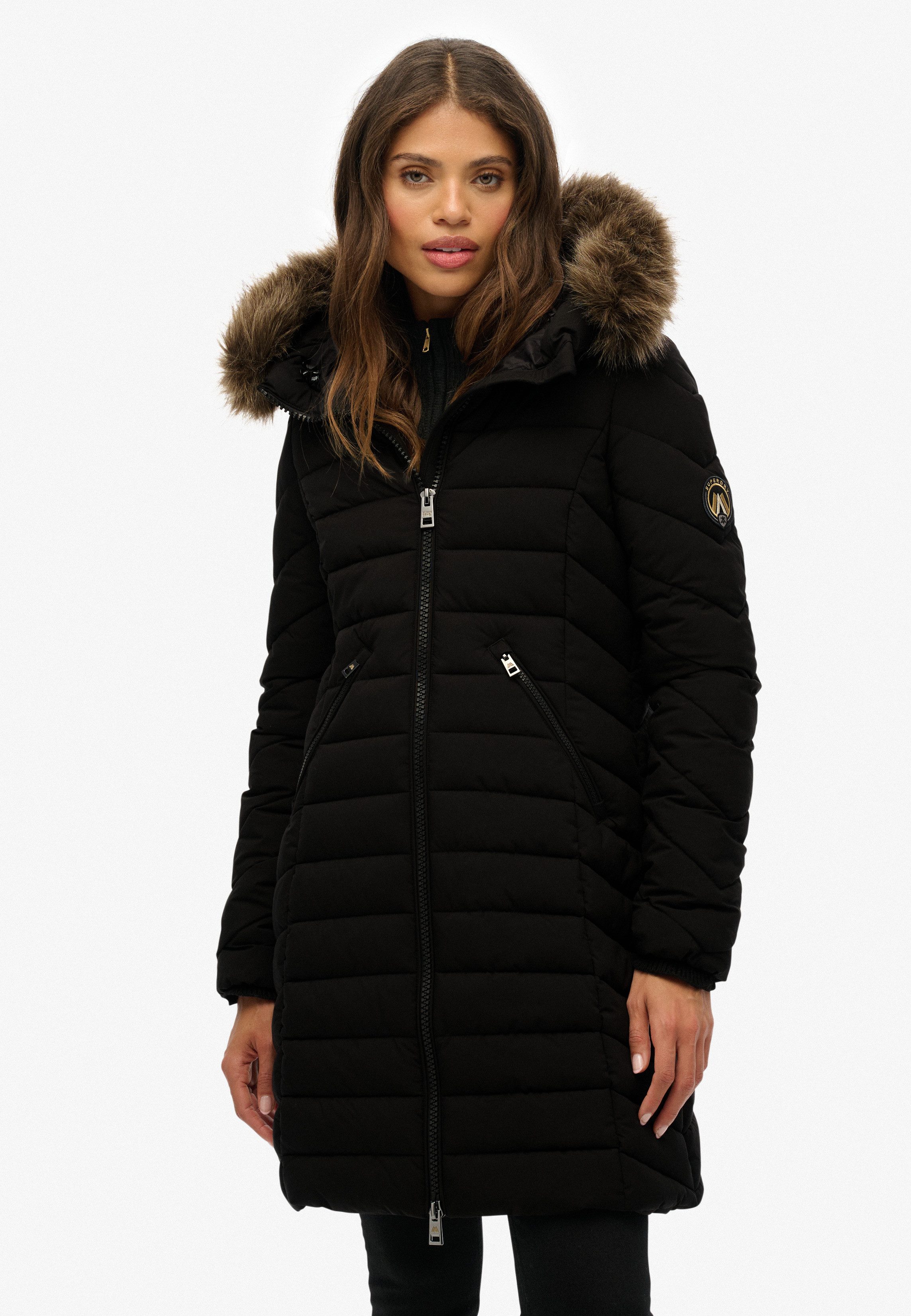 Superdry Steppjacke FUJI FAUX FUR HOOD MID LENGTH günstig online kaufen