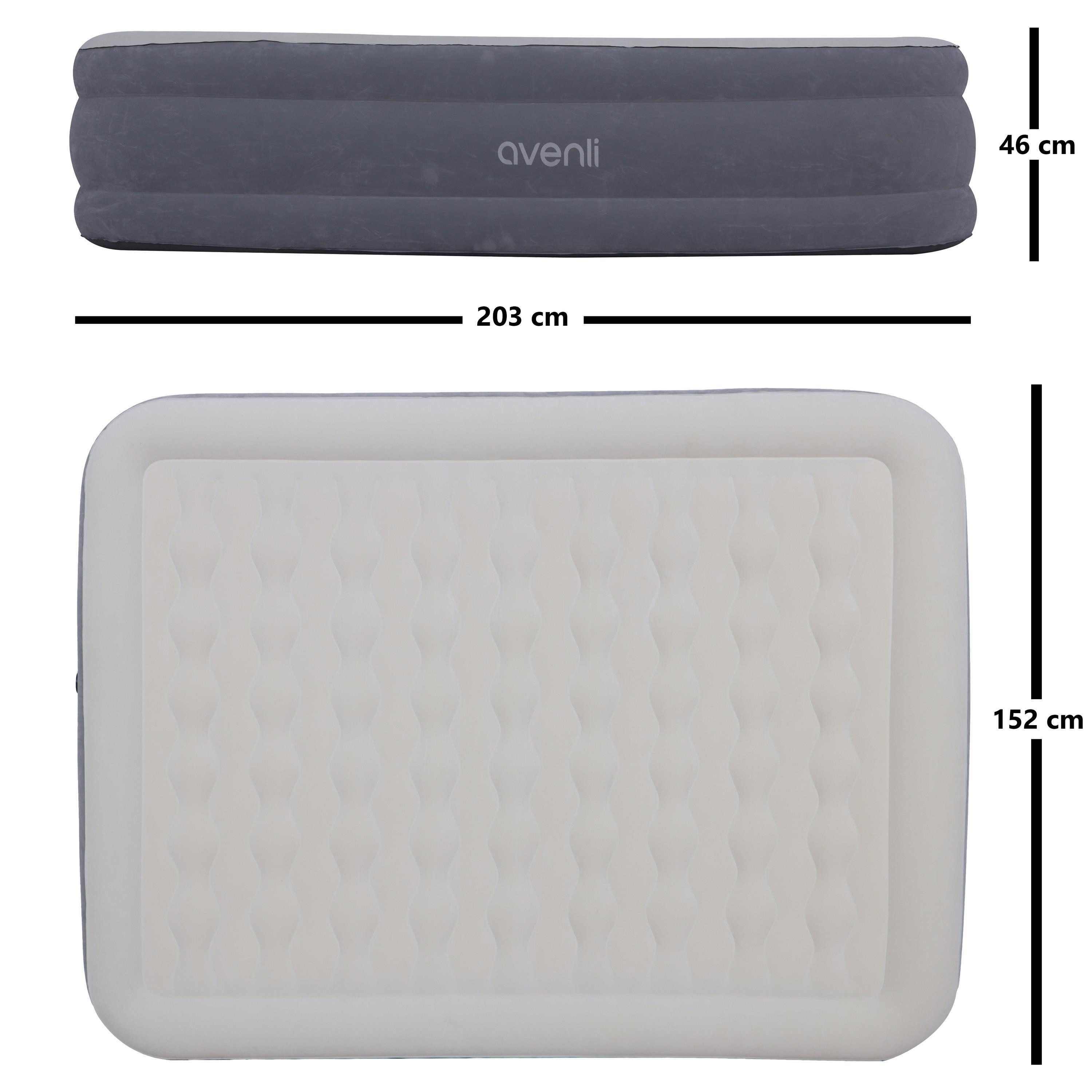 Avenli Luftmatratze Luftbett selbstaufblasend für 2 Personen Queen-Size 203x152x46cm, (Gästebett Matratze aufblasbar mit integrierter Elektropumpe, 2-St., Reisebett mit Pumpe & Tragetasche), elektrisch mit weicher beflockter Oberfläche