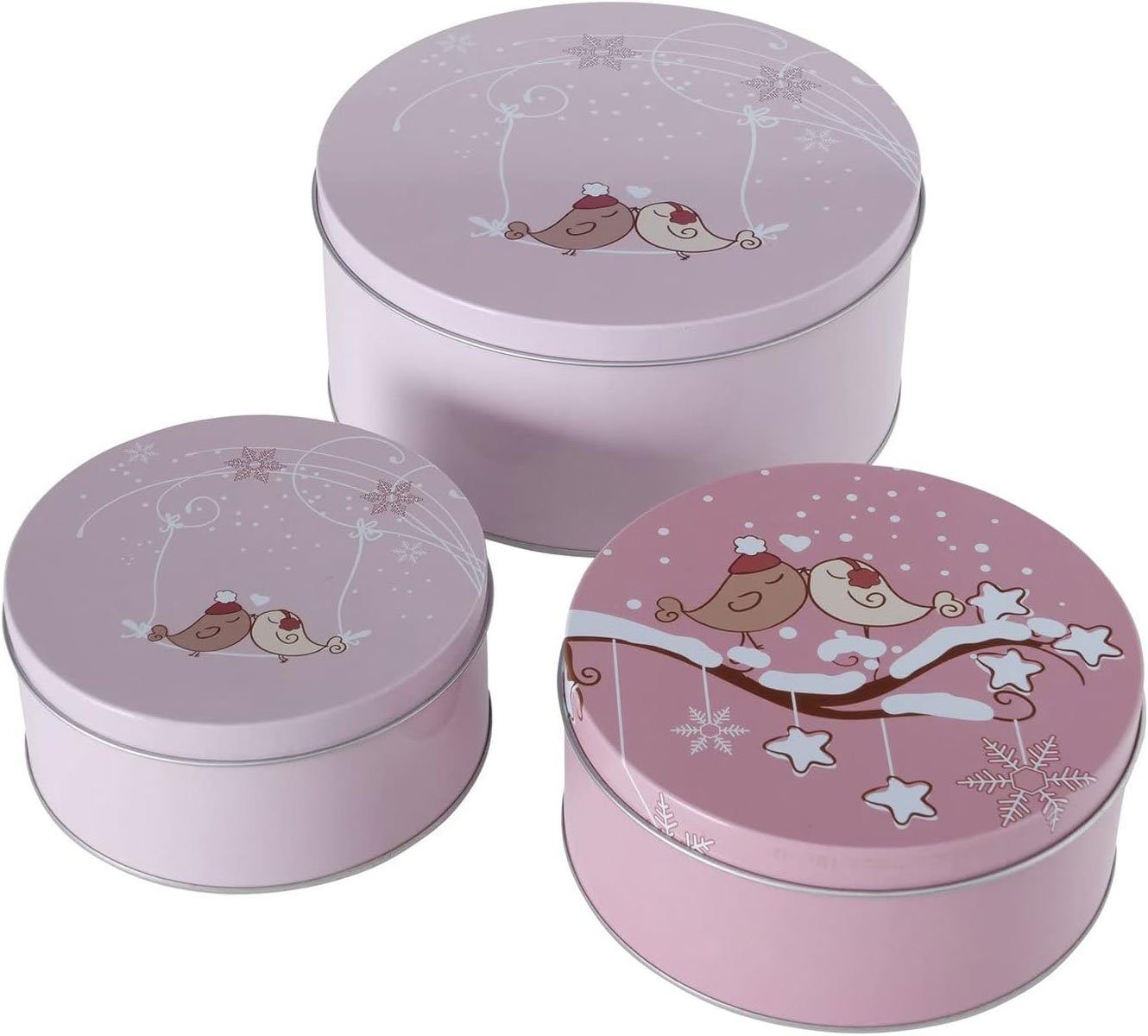 BOLTZE GRUPPE GmbH Keksdose CasaJame Банки для печенья Set 3 tlg Metall Plätzchendose rosa Vögel V1