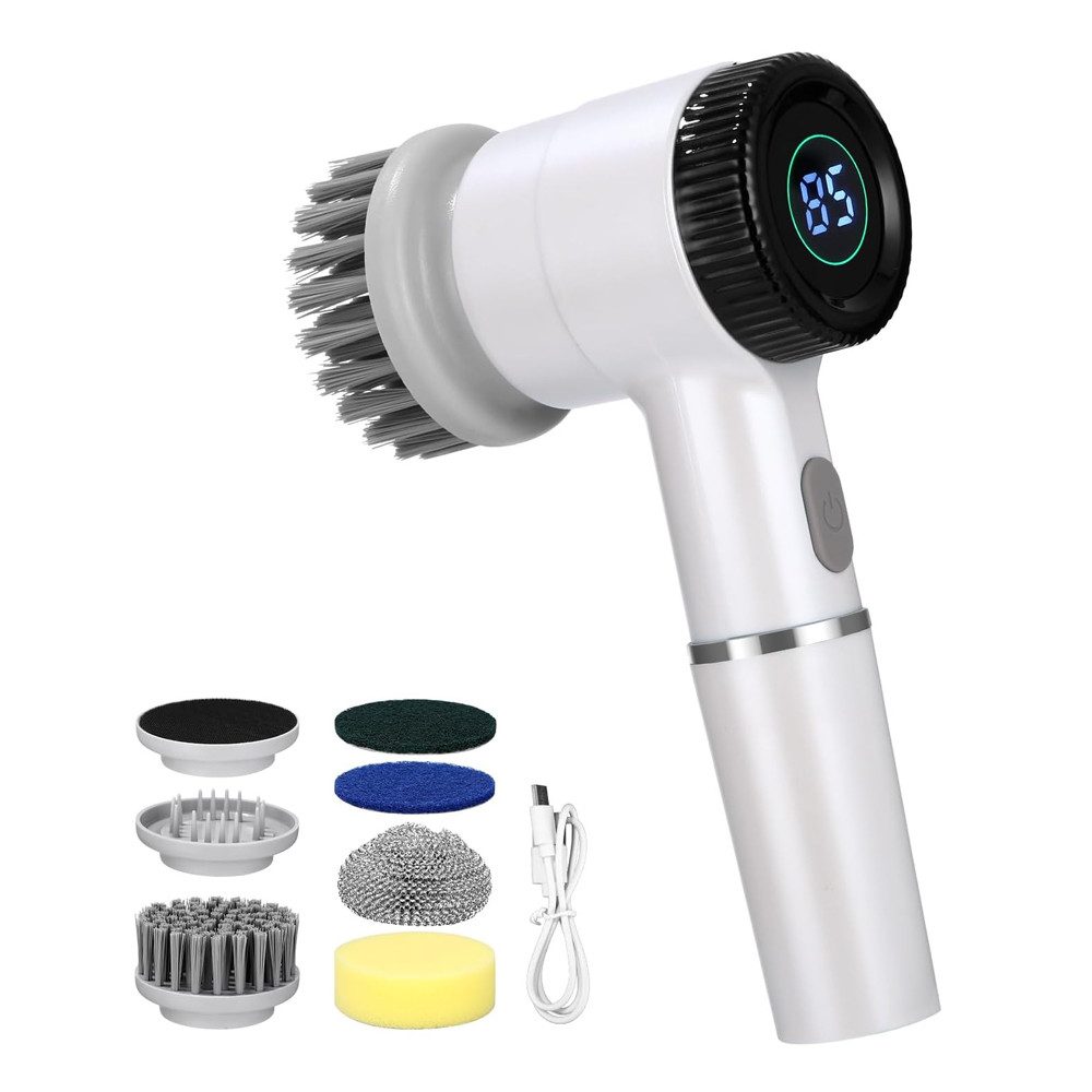 TUWENA Elektro-Oberflächenbürste Elektrische Reinigungsbürste mit LED Anzeige, Kabelloser Fugenreiniger