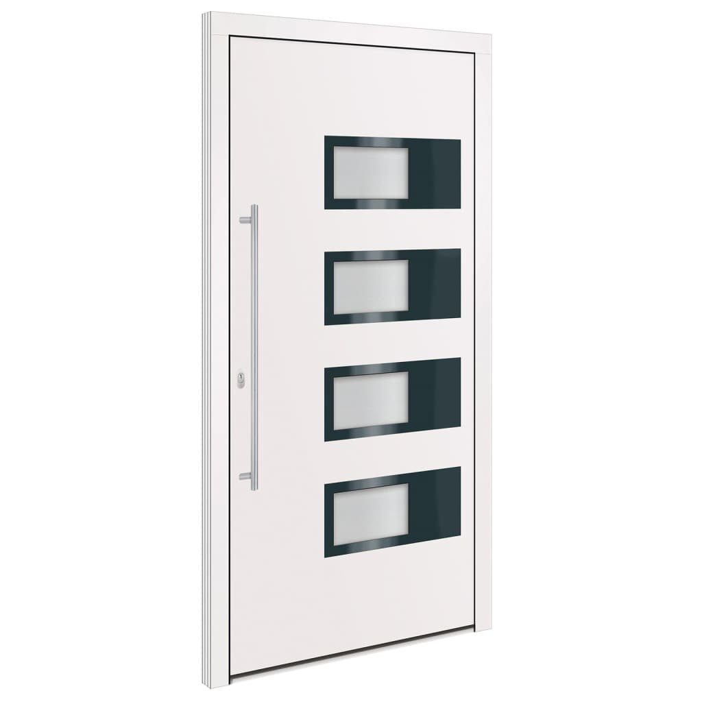vidaXL Haustür Haustür Weiß 110x210 cm Aluminium und PVC Eingangstür Hauseingang Glas