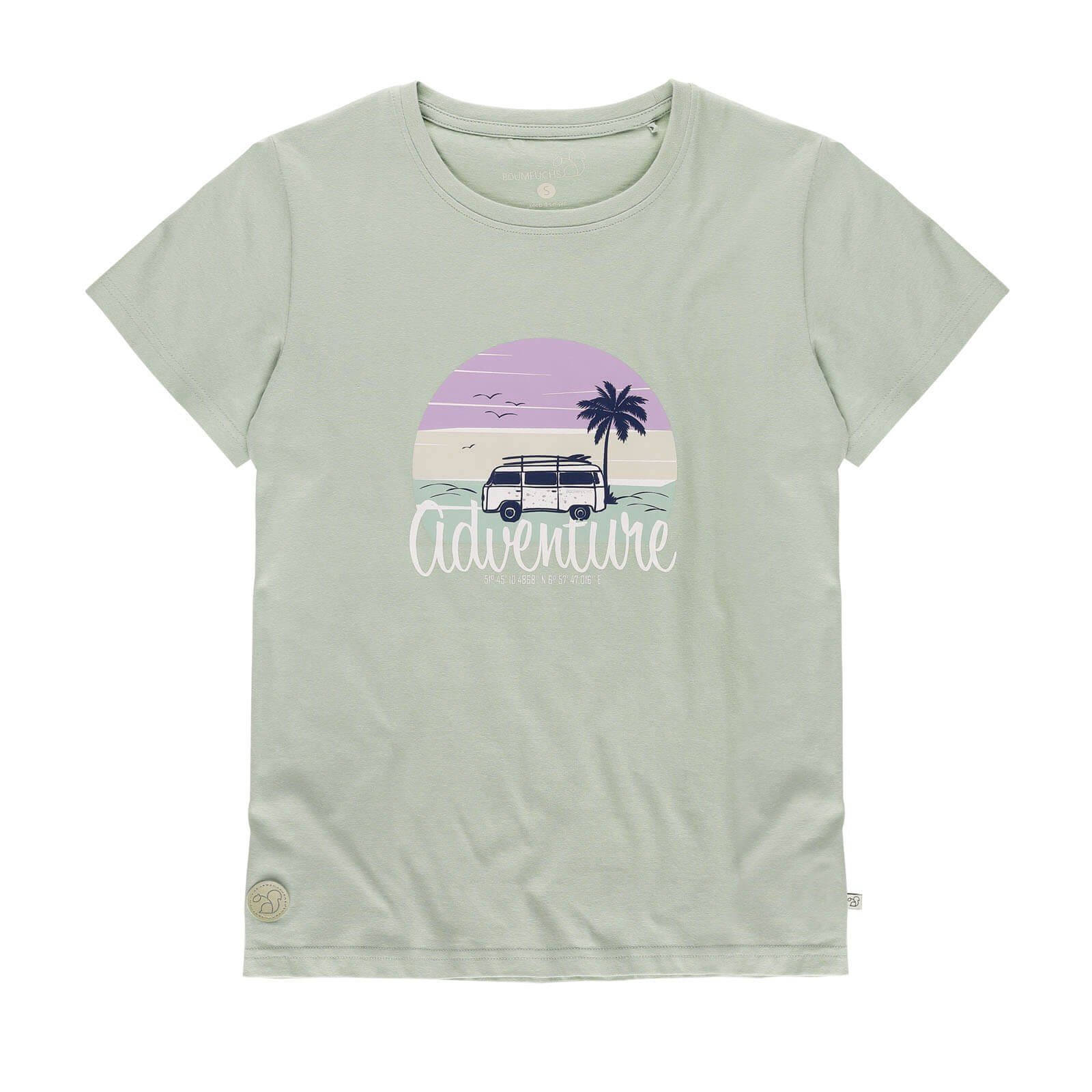 Baumfuchs T-Shirt Damen T-Shirt sage Print aus mit Sommershirt Baumwolle Adventure 