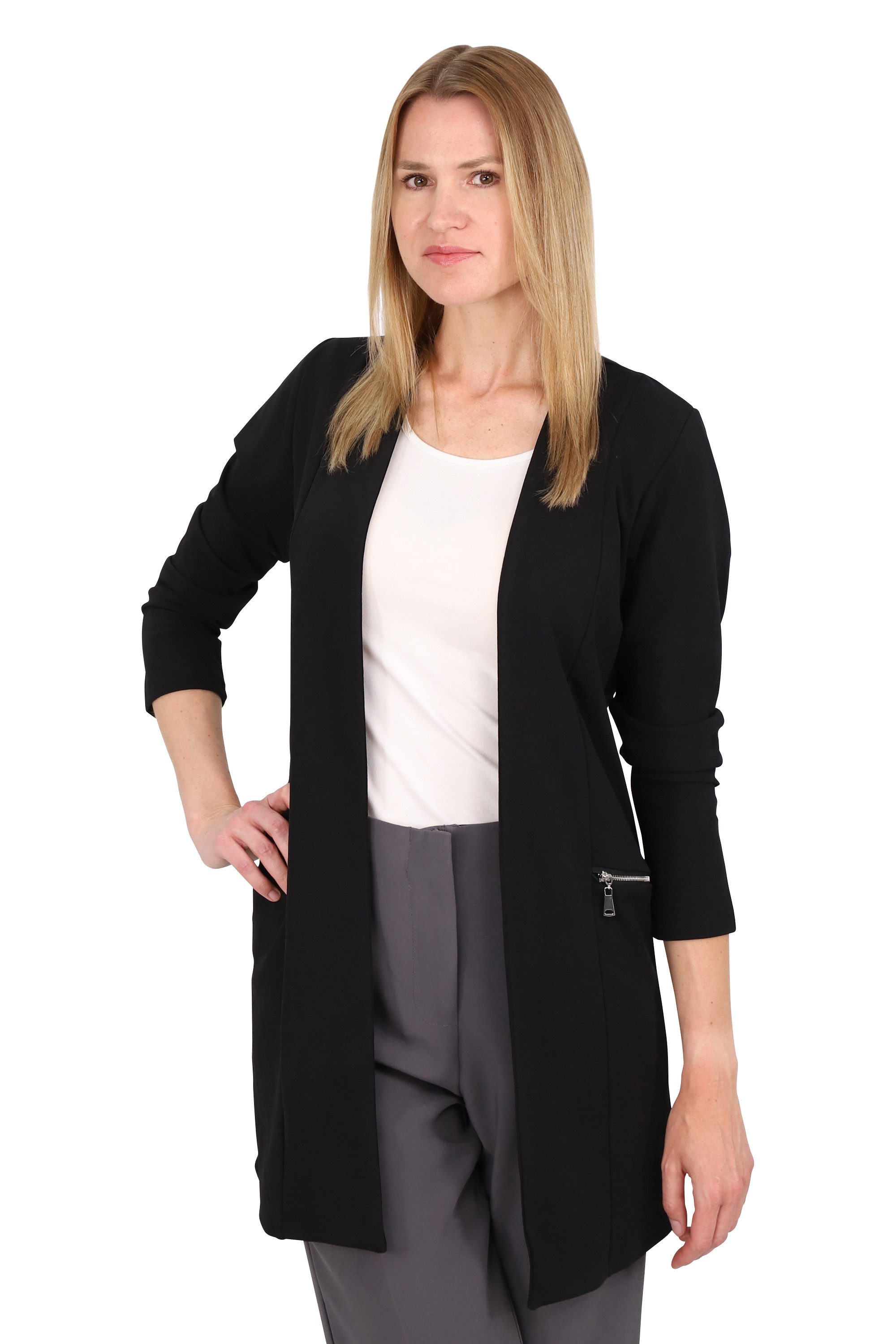 malito more than fashion Jackenblazer Long Blazer 6041 offener Long Blazer