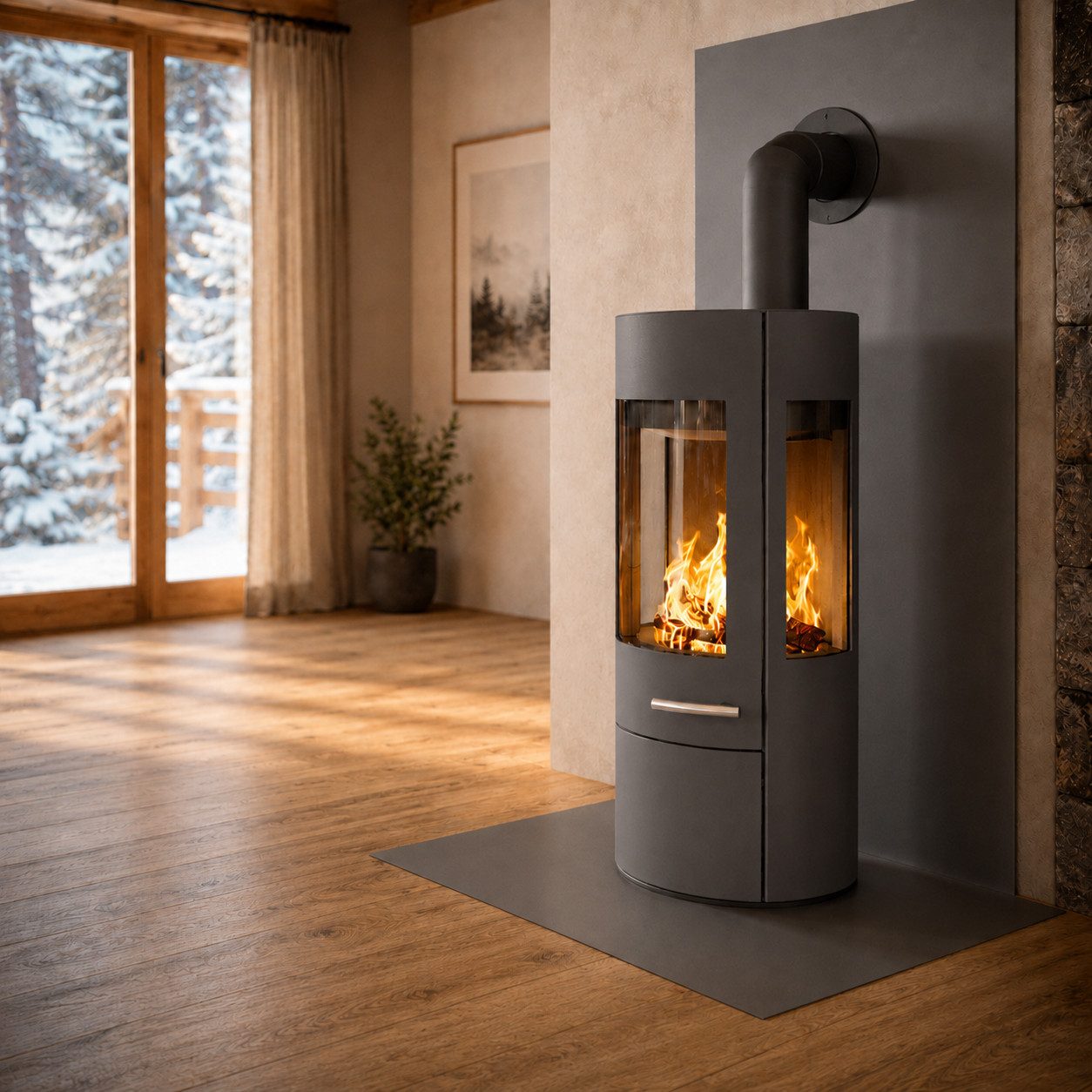 Haas + Sohn Kaminofen VITUS.l MOONLIGHT, Exklusiv, Lieferung bis ins Wohnzimmer, 6,4 kW, Zeitbrand, NEU in der Farbe Moonlight grau