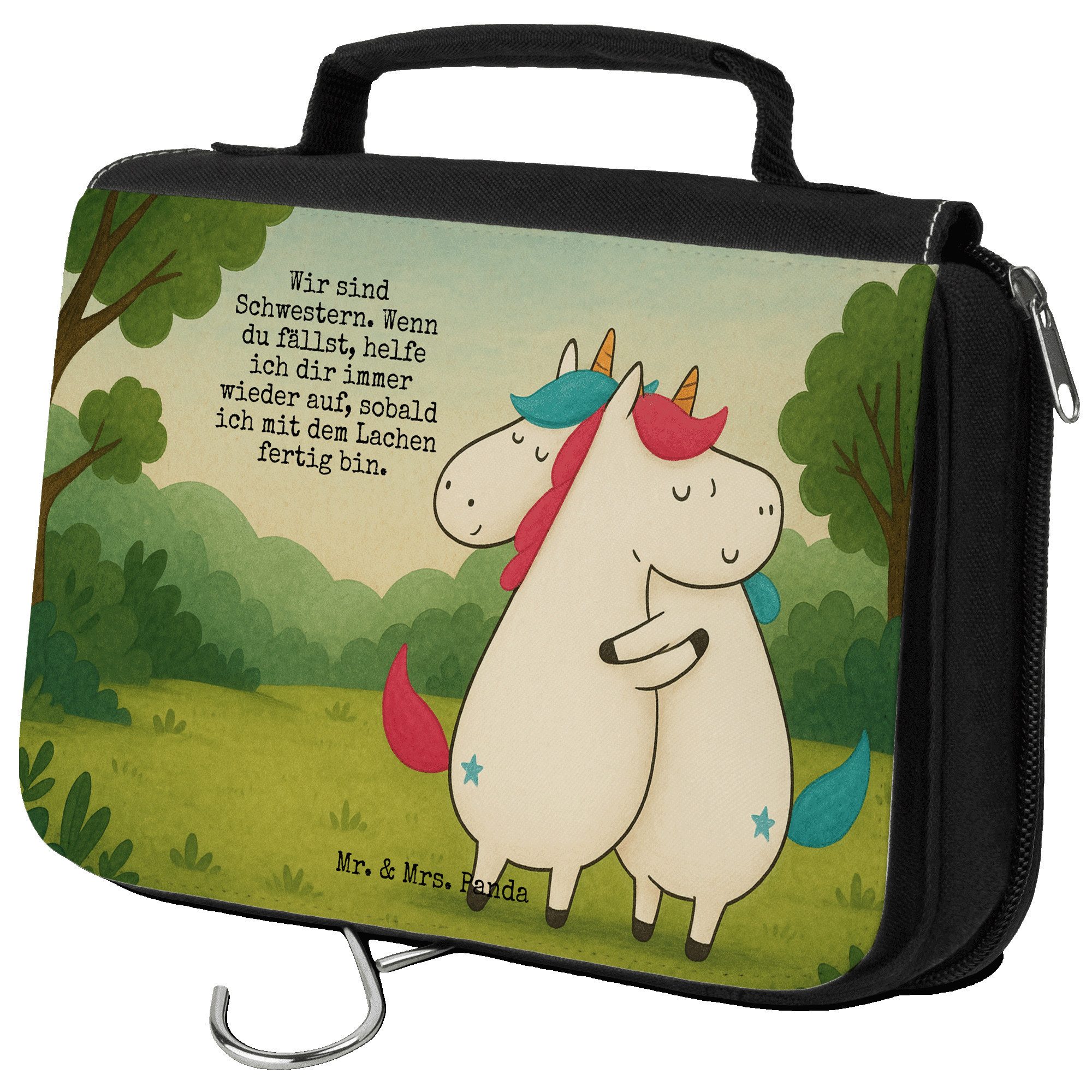 Kulturbeutel Einhörner Umarmen Design, Waschbeutel, Weiß, Unicorn, Kulturtasche, F